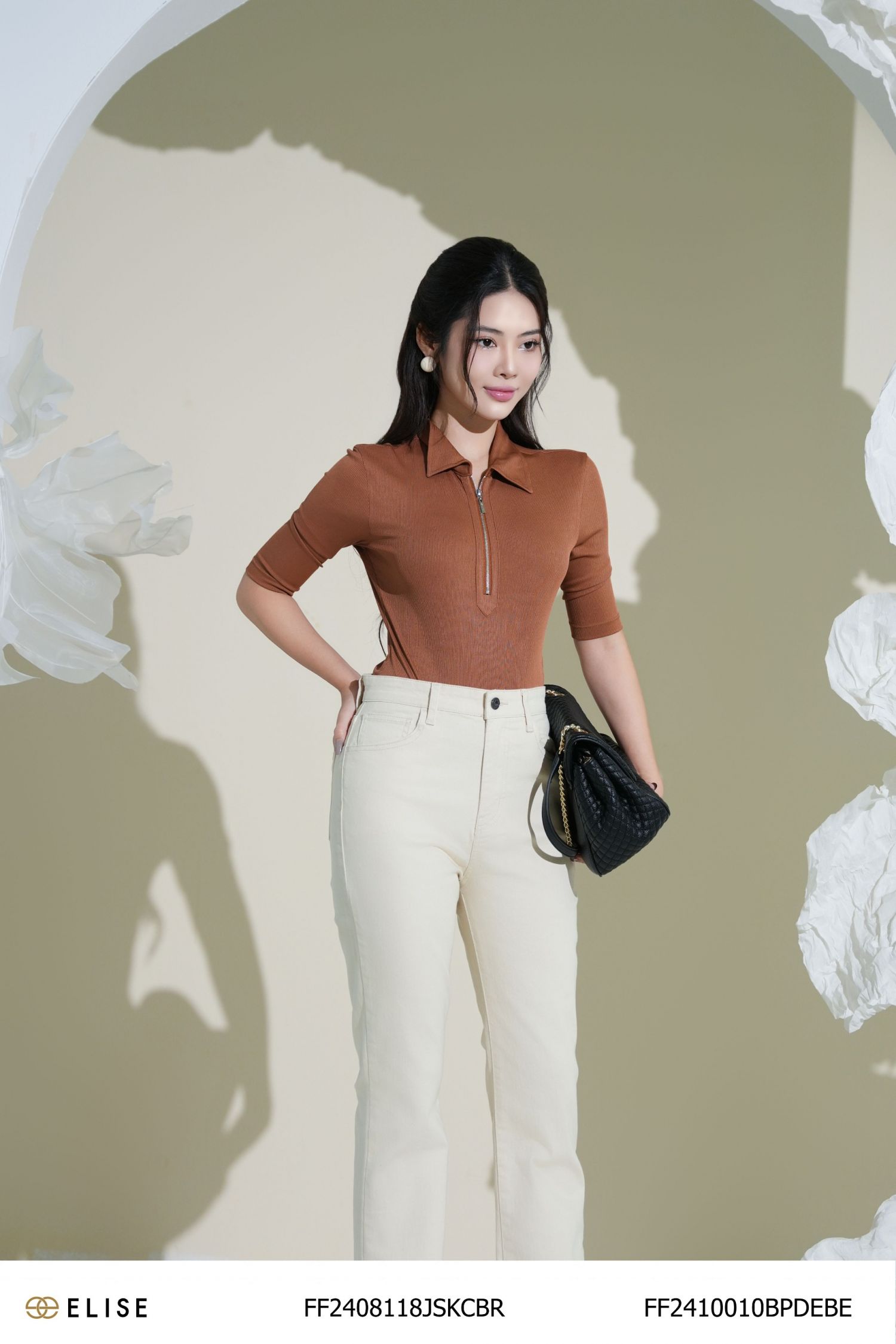 BODY SUIT NÂU KHÓA TRƯỚC