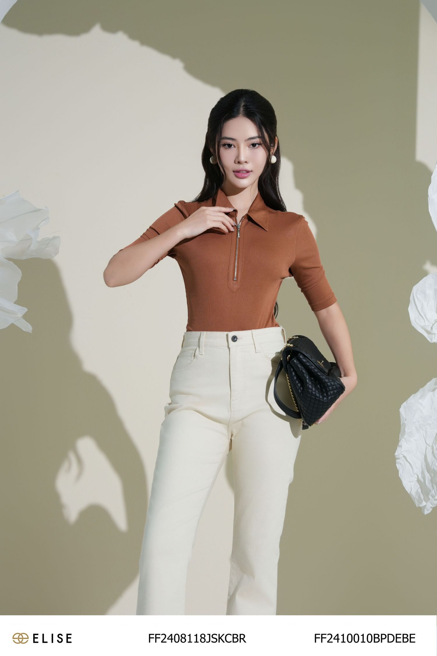 BODY SUIT NÂU KHÓA TRƯỚC