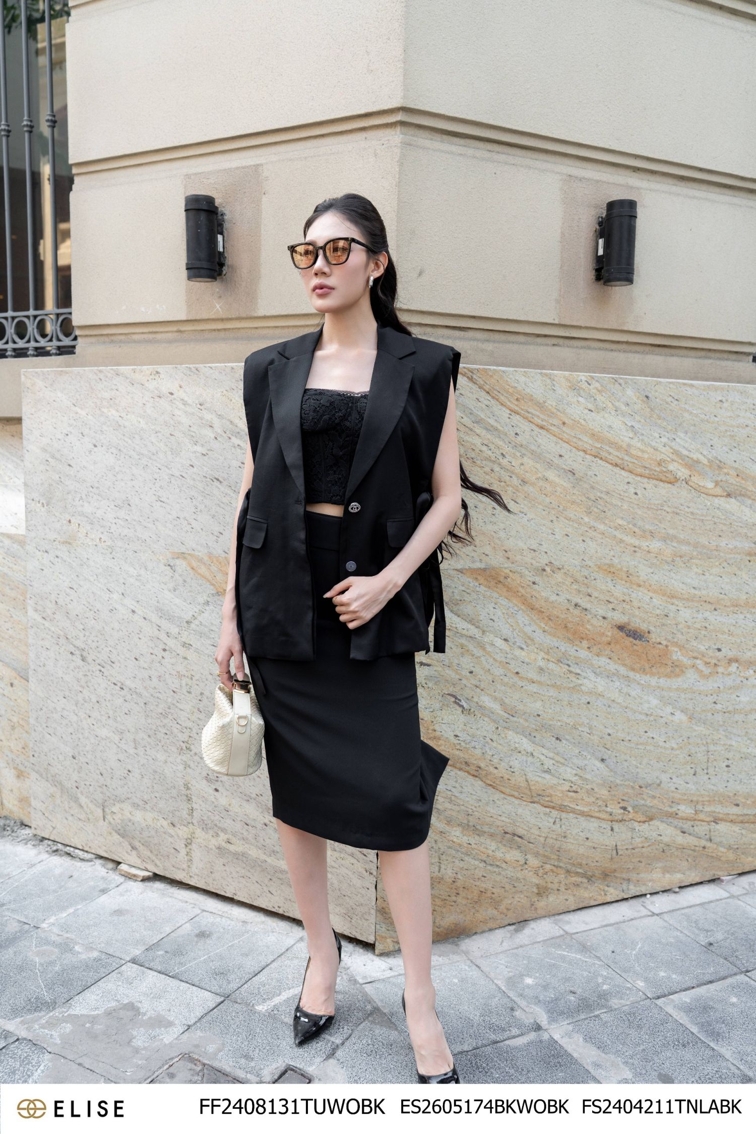 VEST ĐEN SÁT NÁCH BUỘC DÂY EO