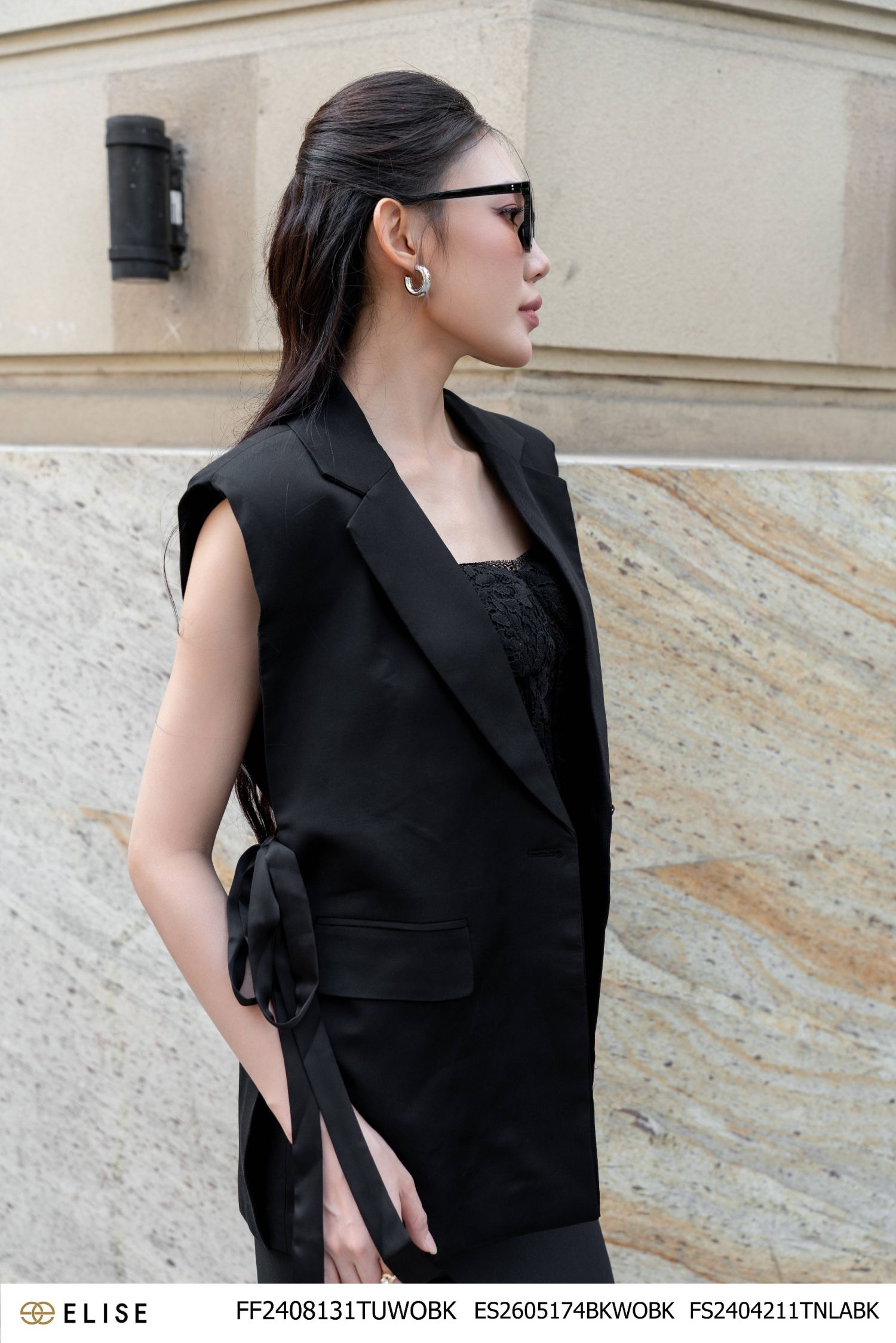VEST ĐEN SÁT NÁCH BUỘC DÂY EO