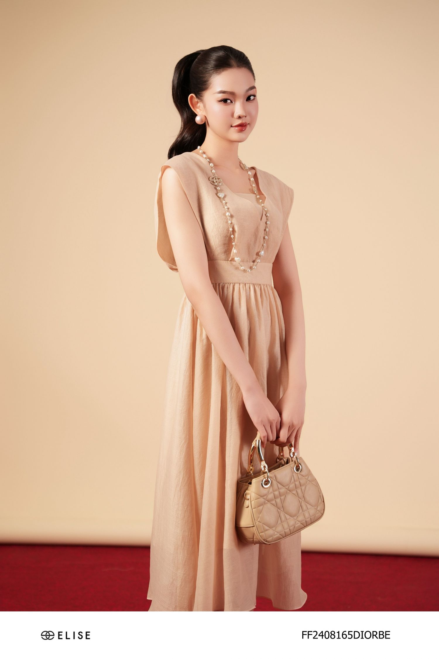 ĐẦM TƠ BE CỔ V VAI CHỜM