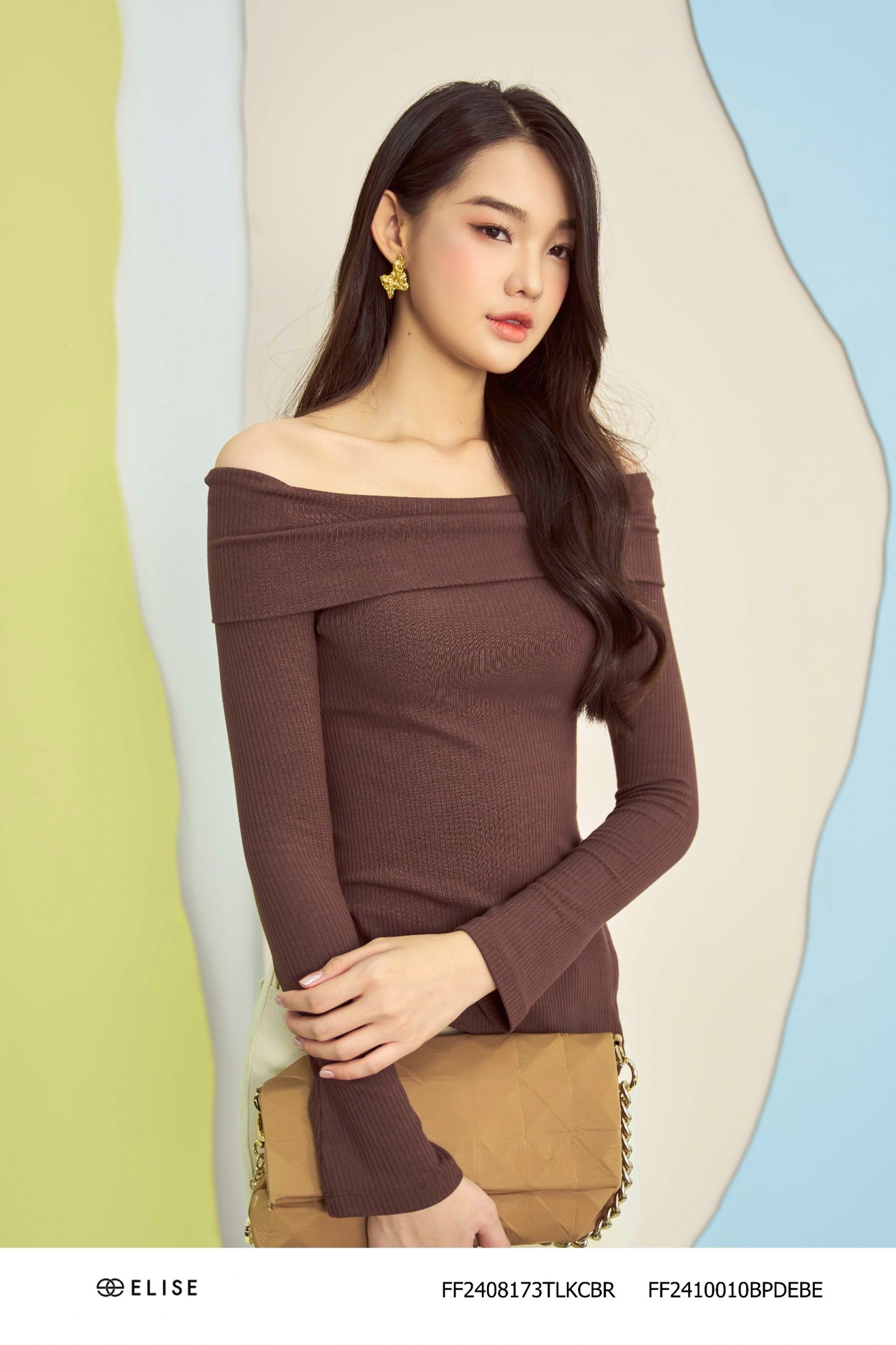 ÁO THUN NÂU TRỄ VAI XẺ TÀ VẠT CHÉO
