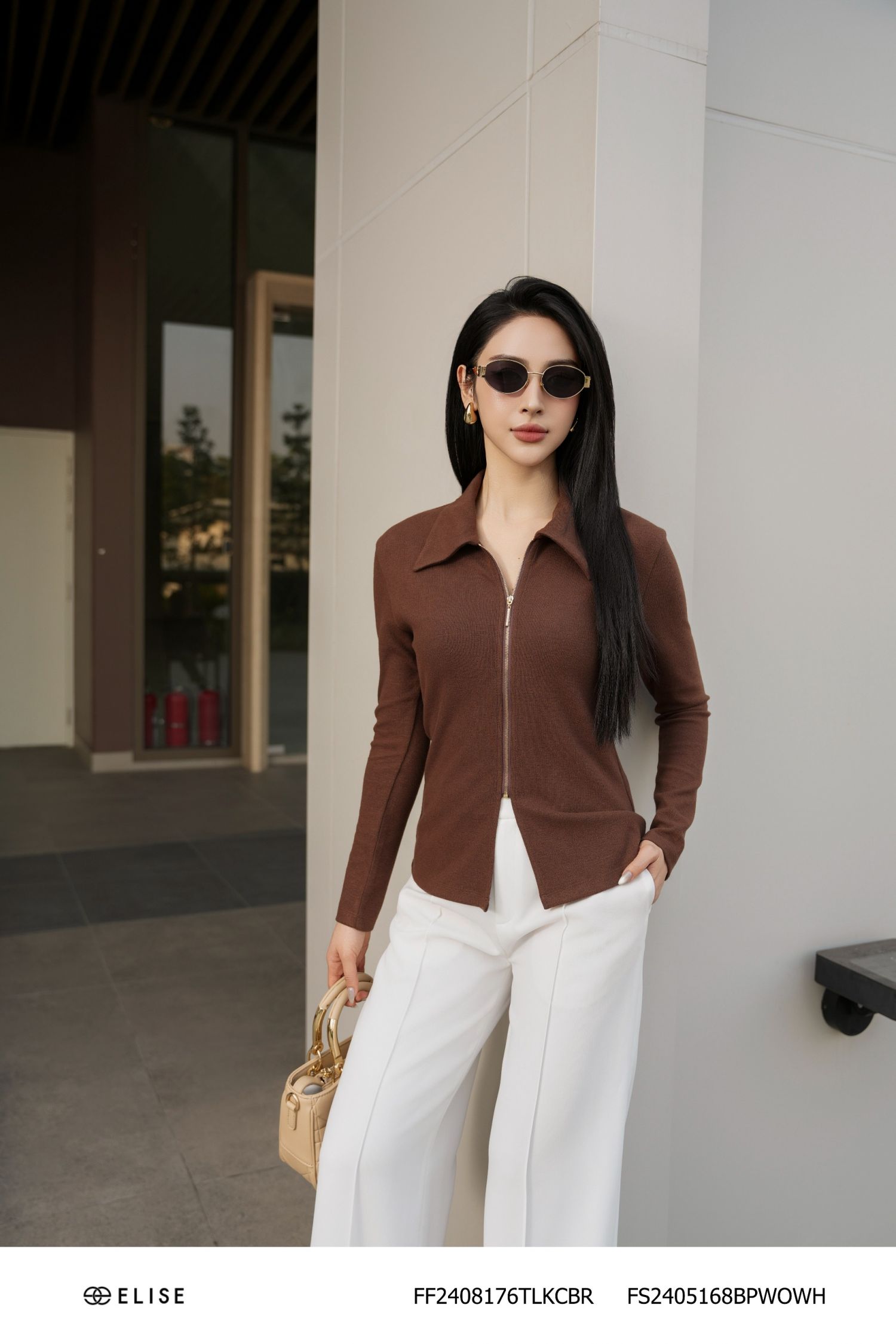 ÁO THUN TĂM NÂU DÀI TAY KHÓA TRƯỚC
