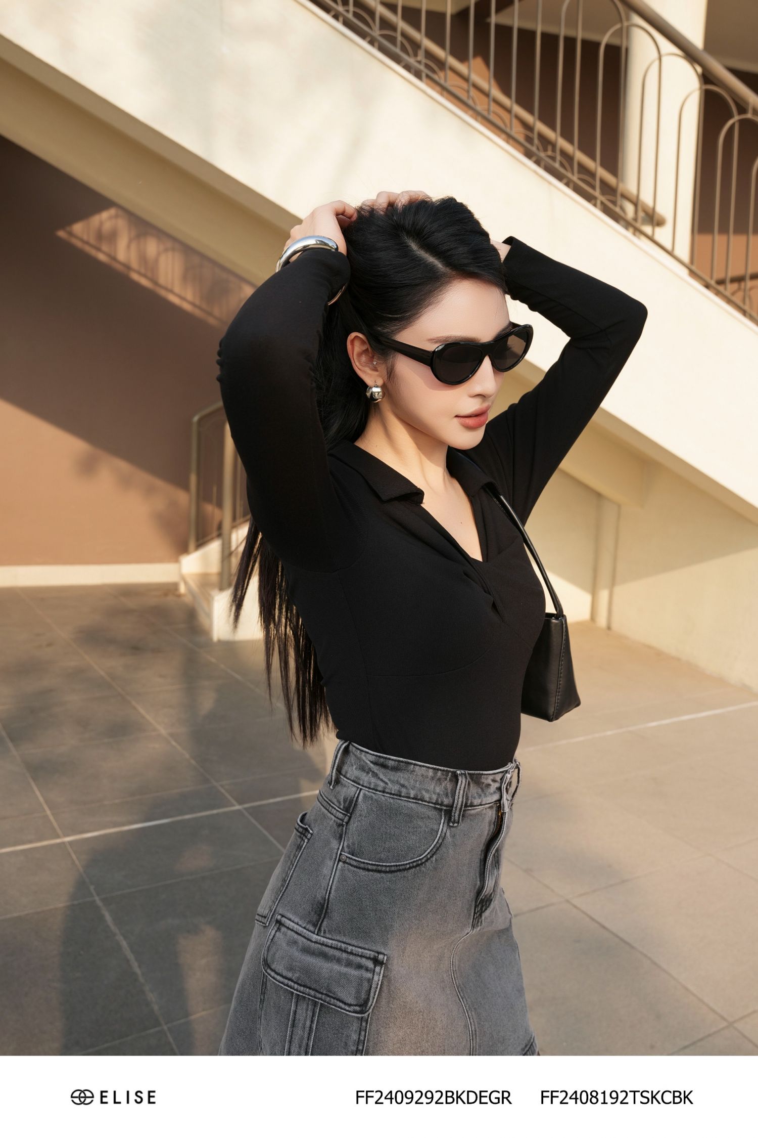 ÁO THUN ĐEN XOẮN NGỰC
