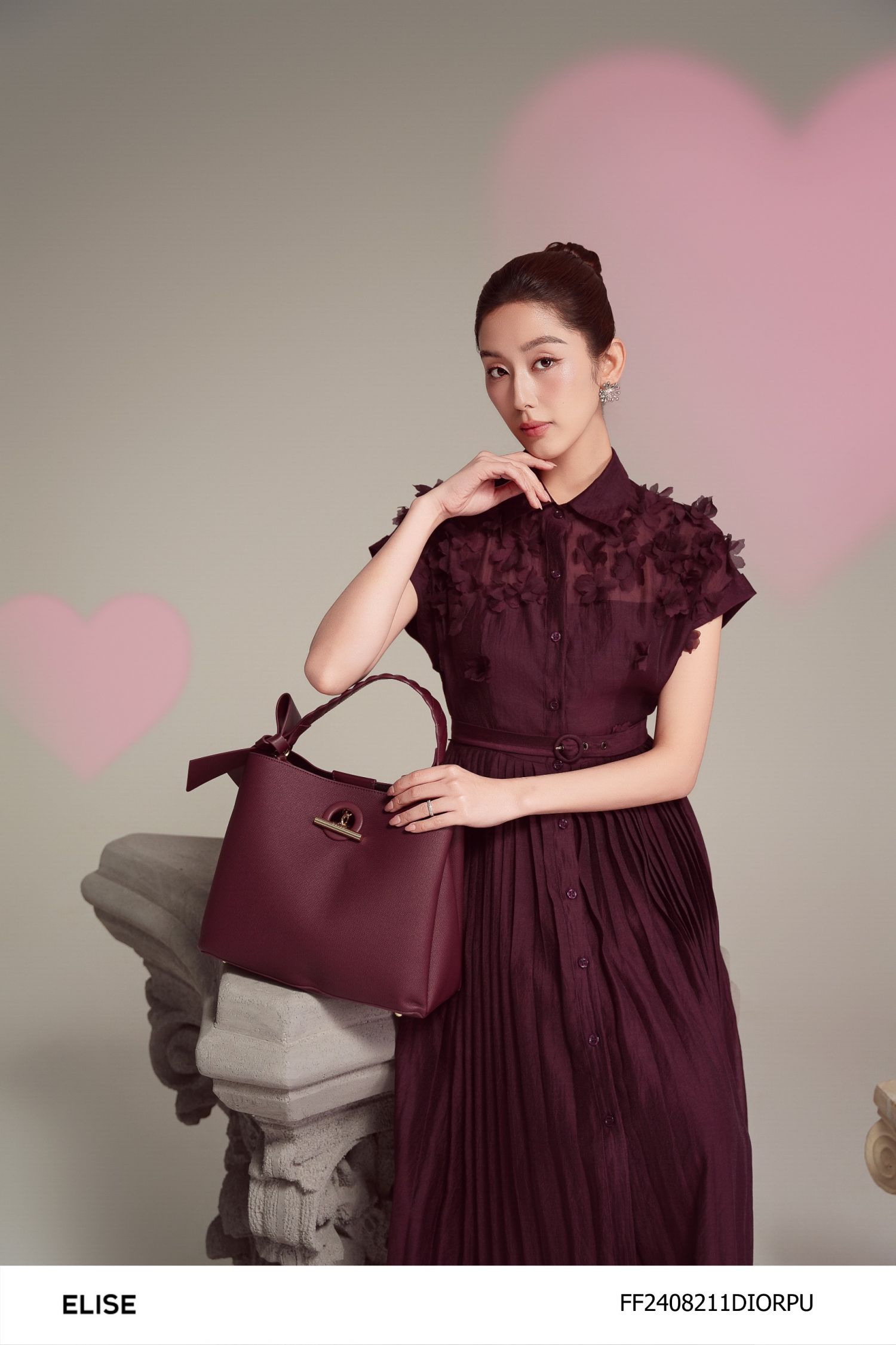 ĐẦM TƠ TÍM MẬN ĐÍNH HOA
