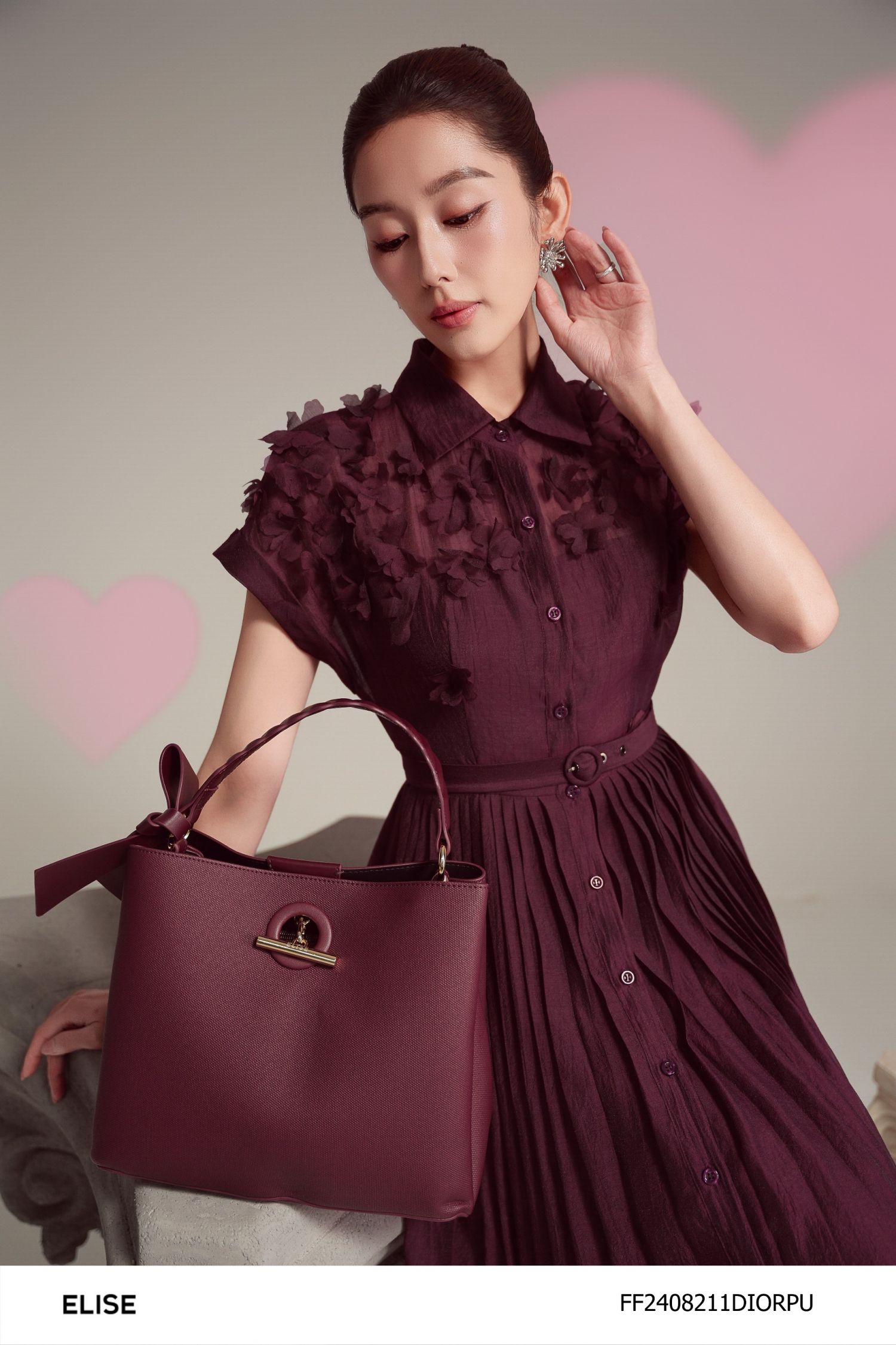 ĐẦM TƠ TÍM MẬN ĐÍNH HOA
