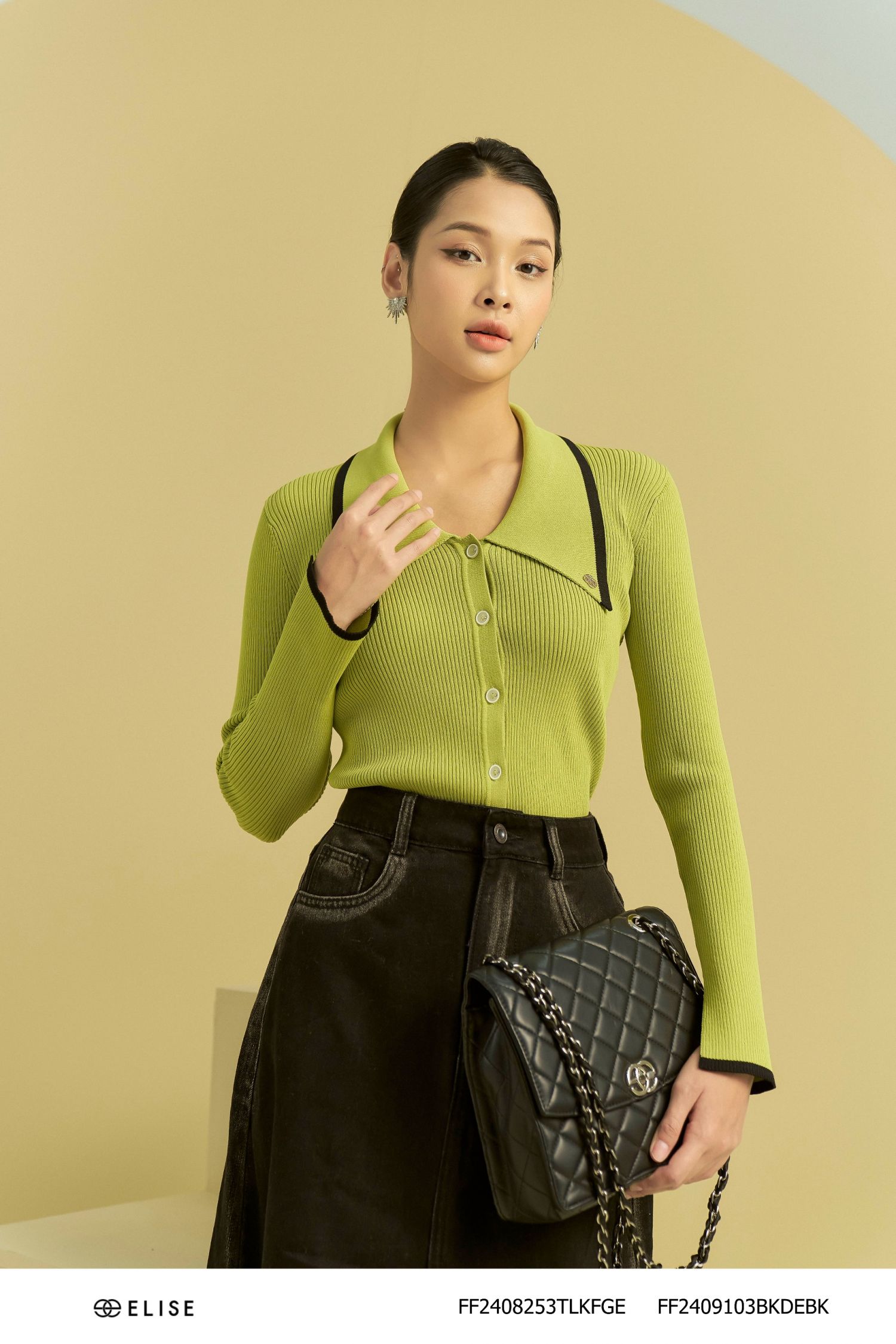 ÁO LEN XANH DÀI TAY VIỀN CỔ