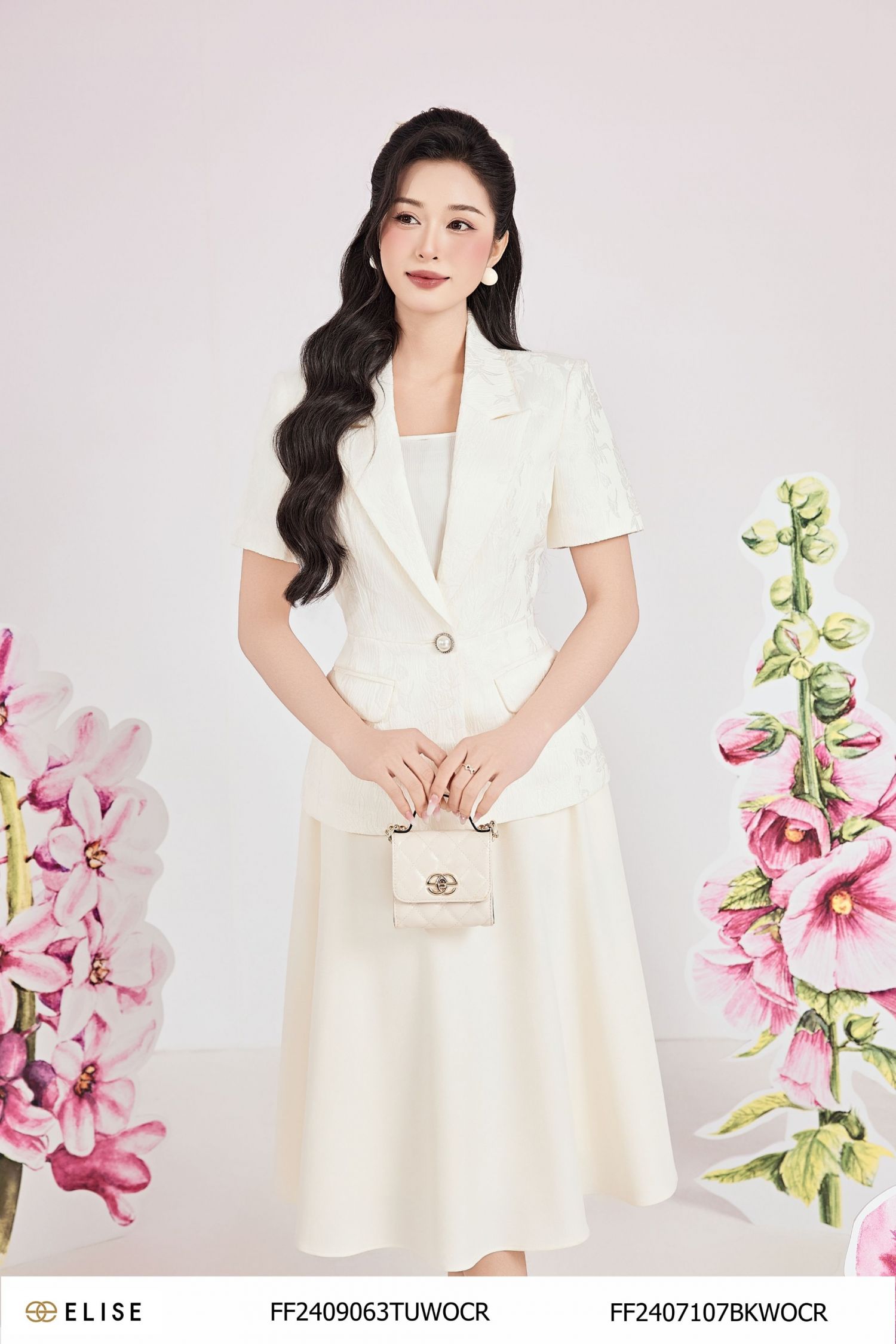 VEST GẤM KEM HT LÁ NGẮN TAY
