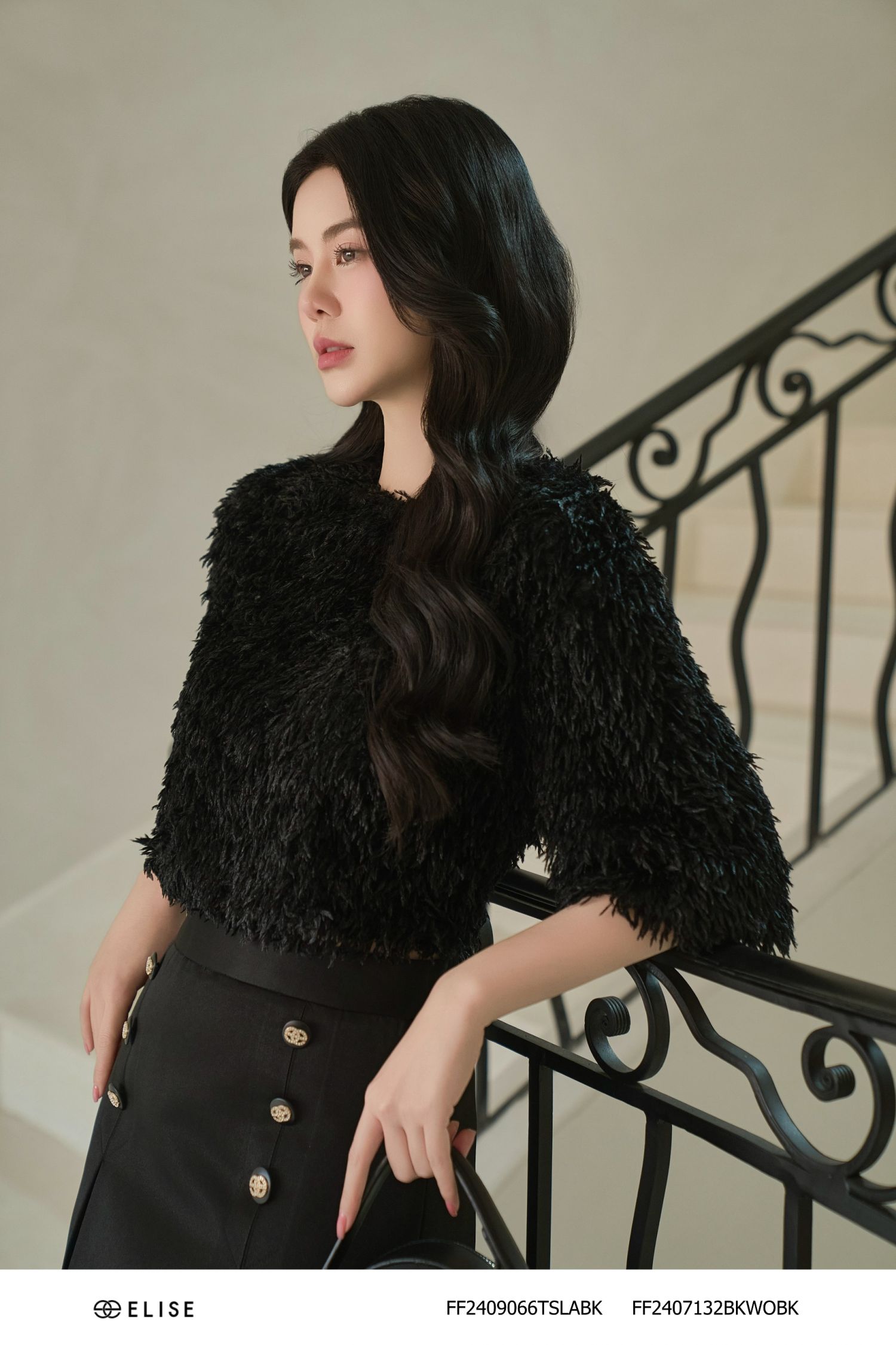 ÁO LỬNG LƯỚI SỢI LÔNG ĐEN