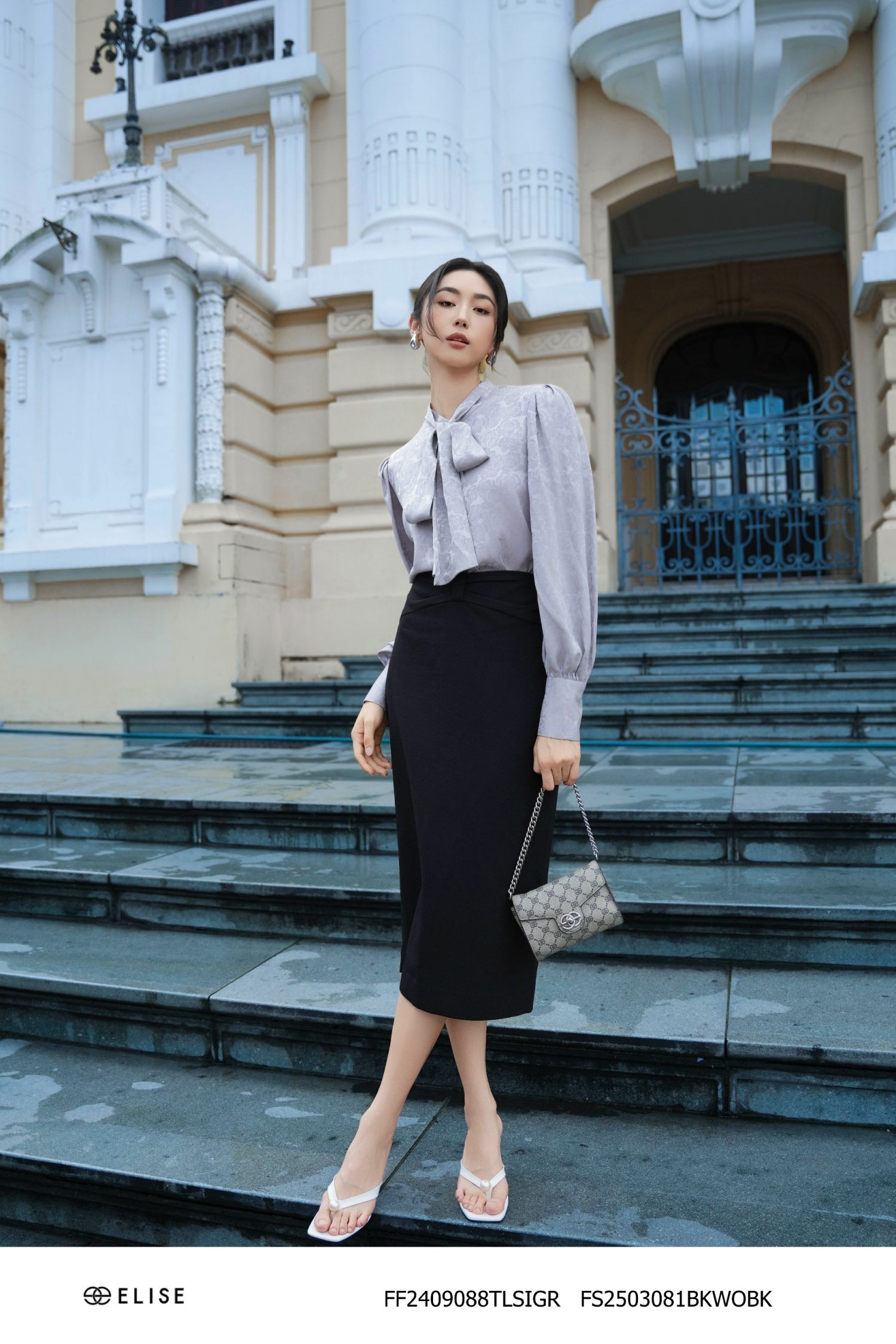 SM LỤA GHI HOA BUỘC DÂY CỔ