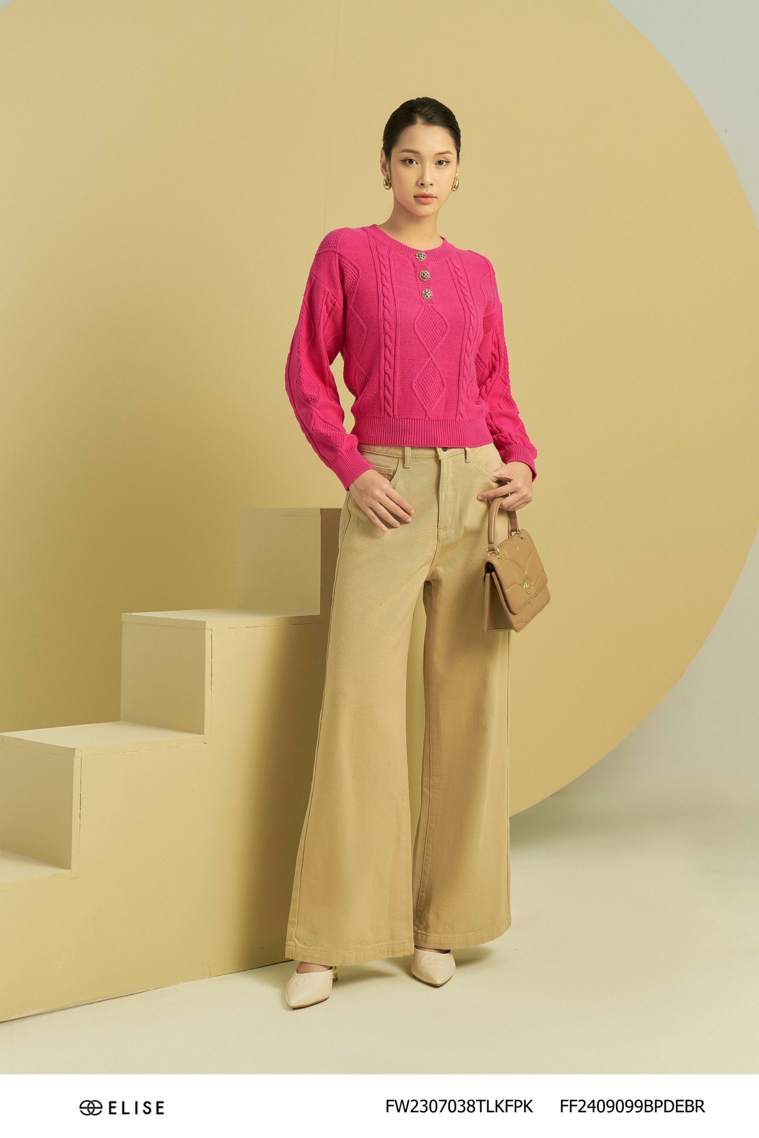 QUẦN JEANS NÂU ỐNG RỘNG