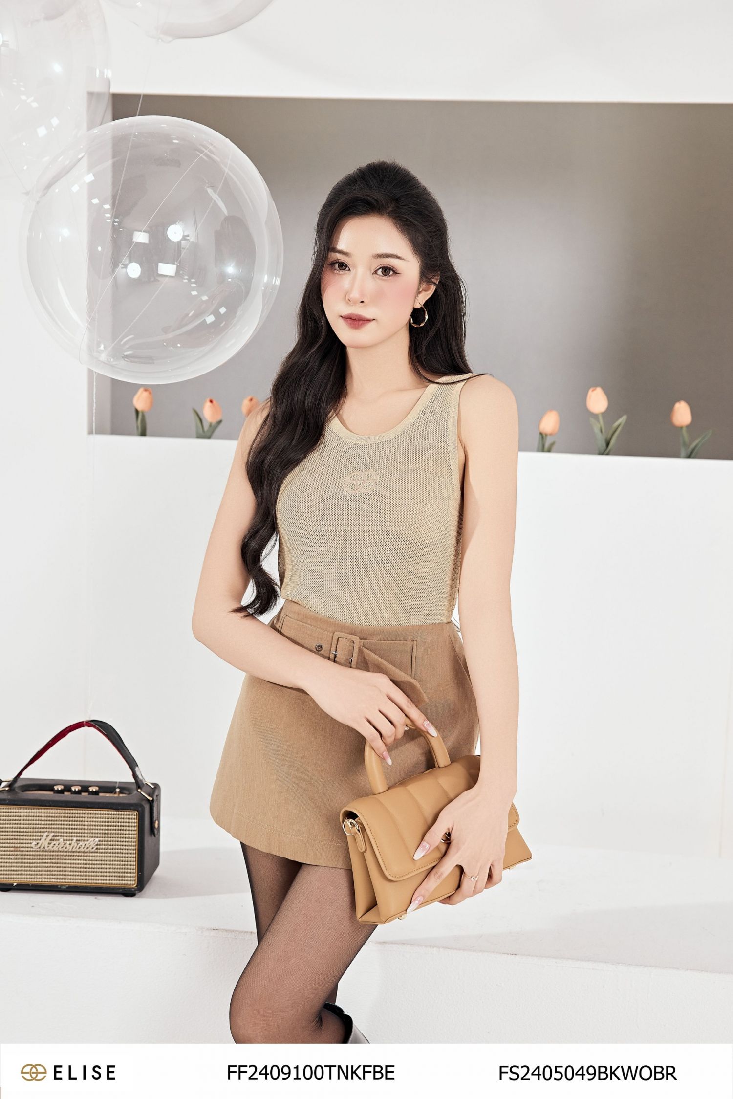 JUPE NGẮN NÂU BE CẠP ĐAI LIỀN
