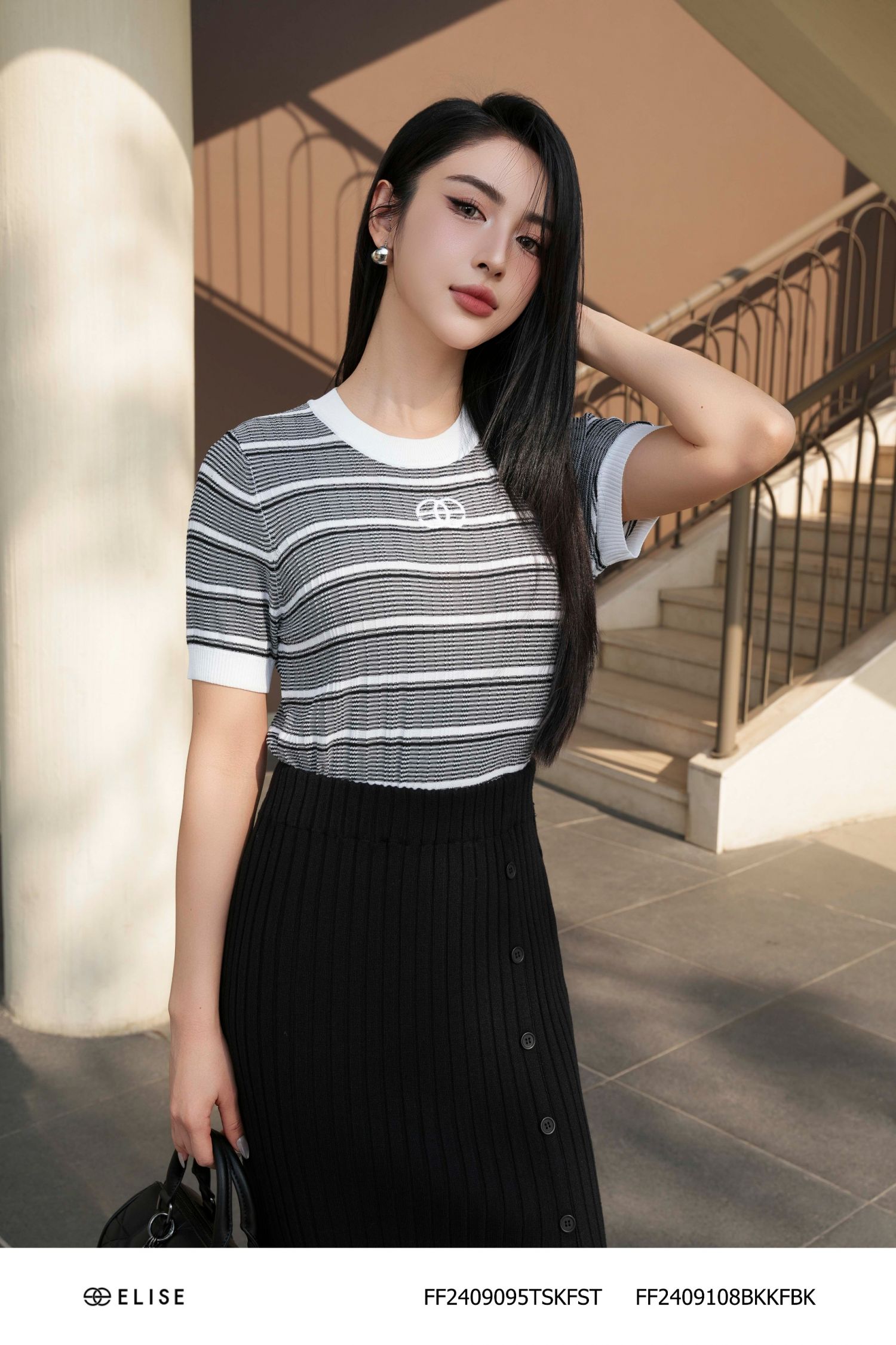 CHÂN VÁY LEN ĐEN XẺ BÊN