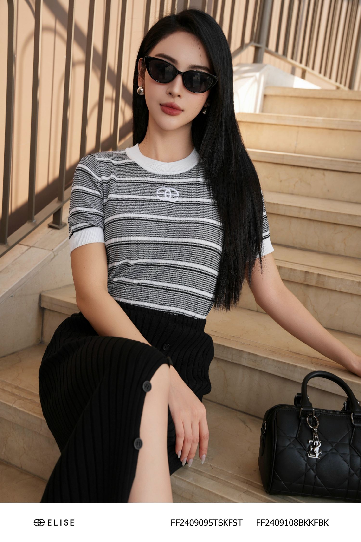 CHÂN VÁY LEN ĐEN XẺ BÊN