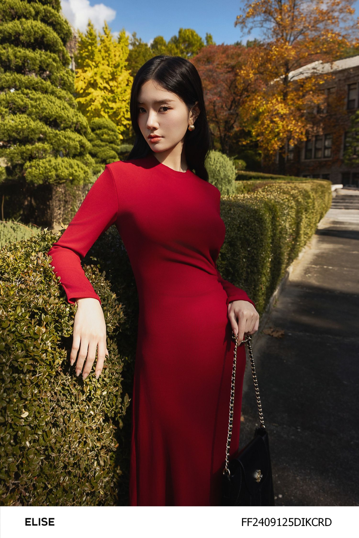 ĐẦM LEN ĐỎ RÚT EO