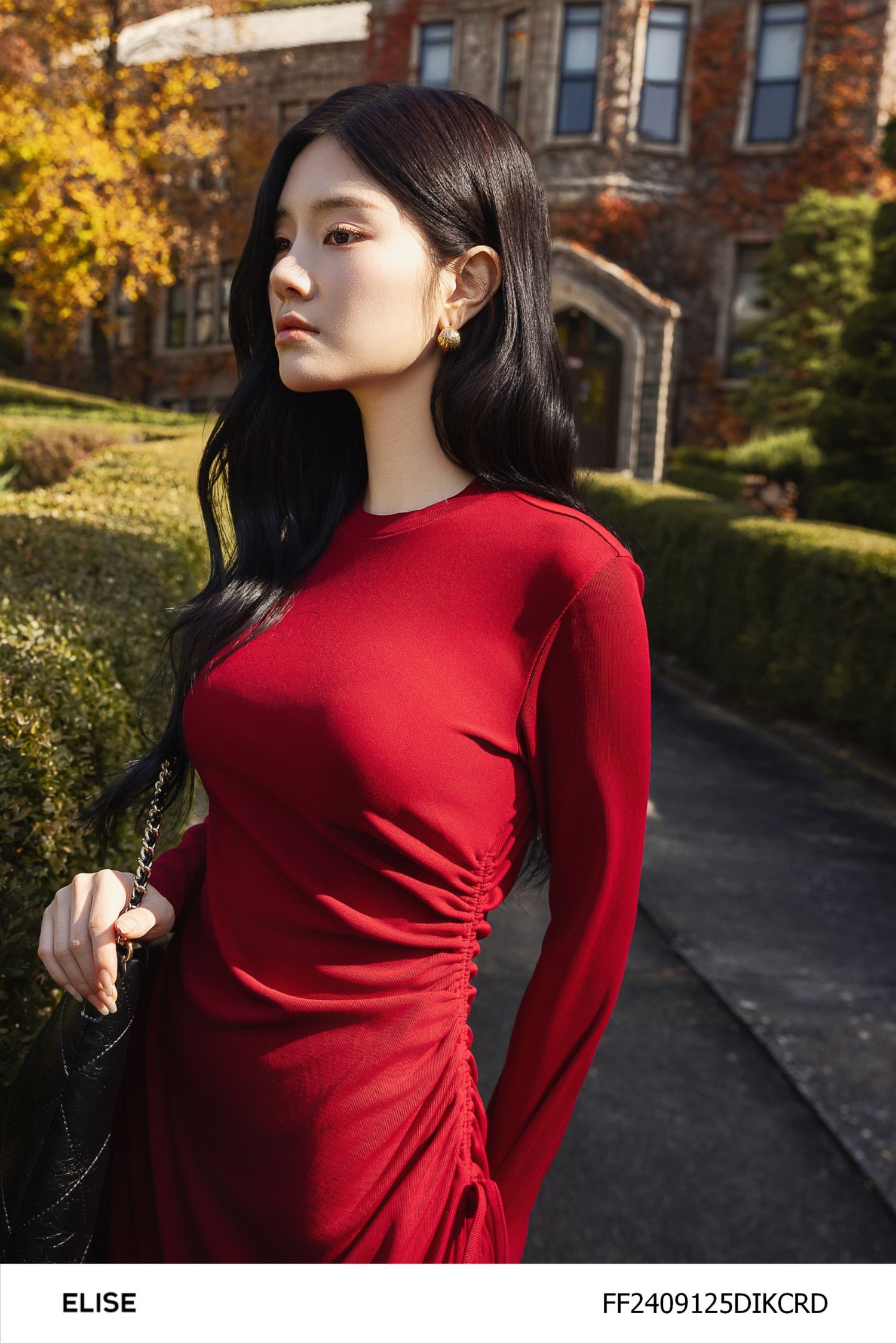 ĐẦM LEN ĐỎ RÚT EO