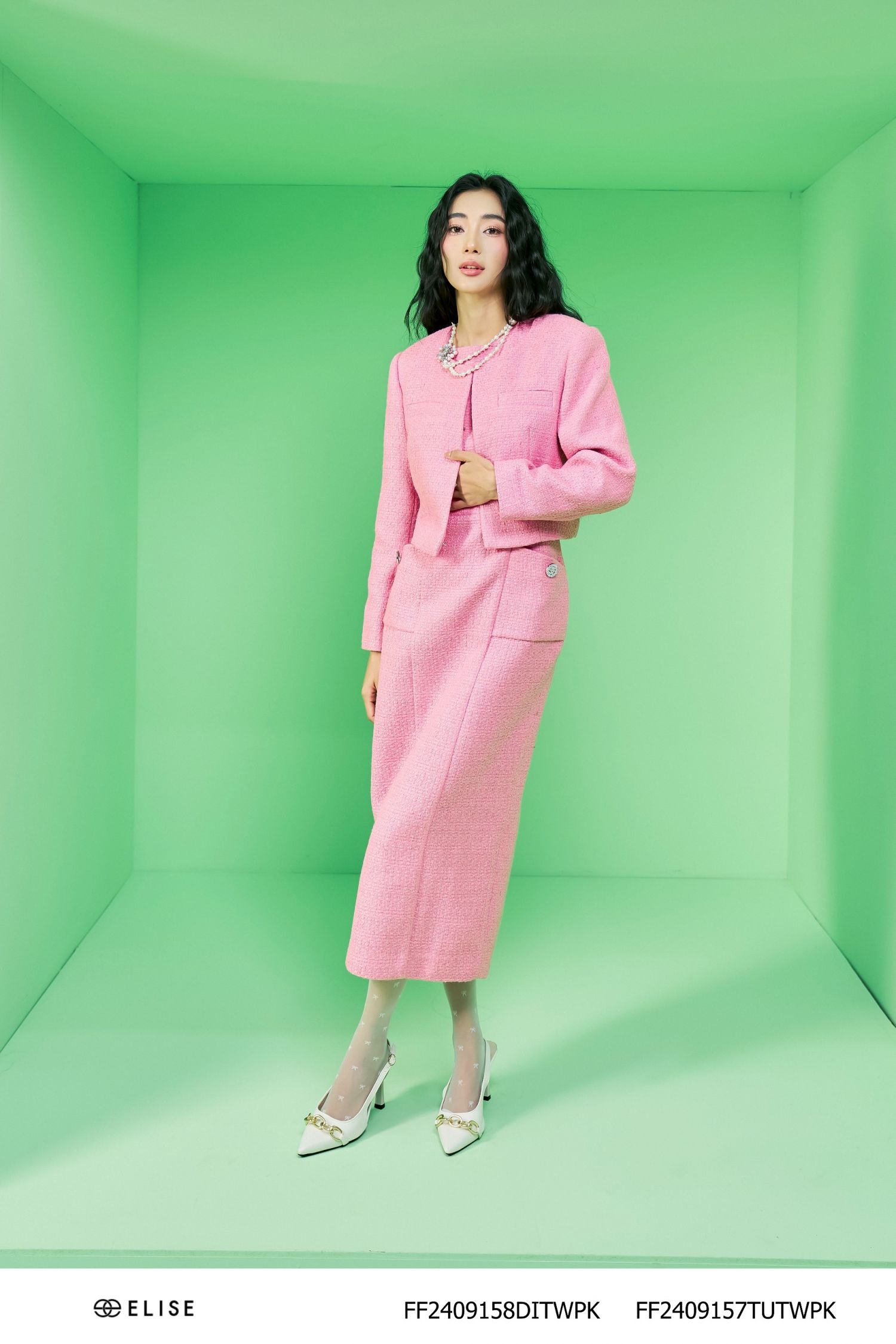 VEST LỬNG TWEED SỢI HỒNG