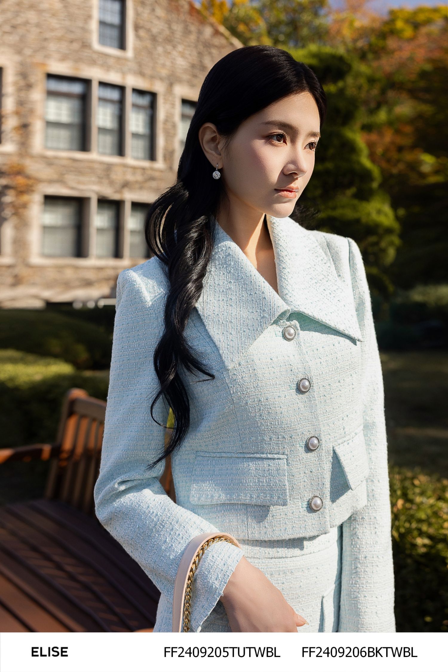VEST LỬNG TWEED XANH TRẮNG KT