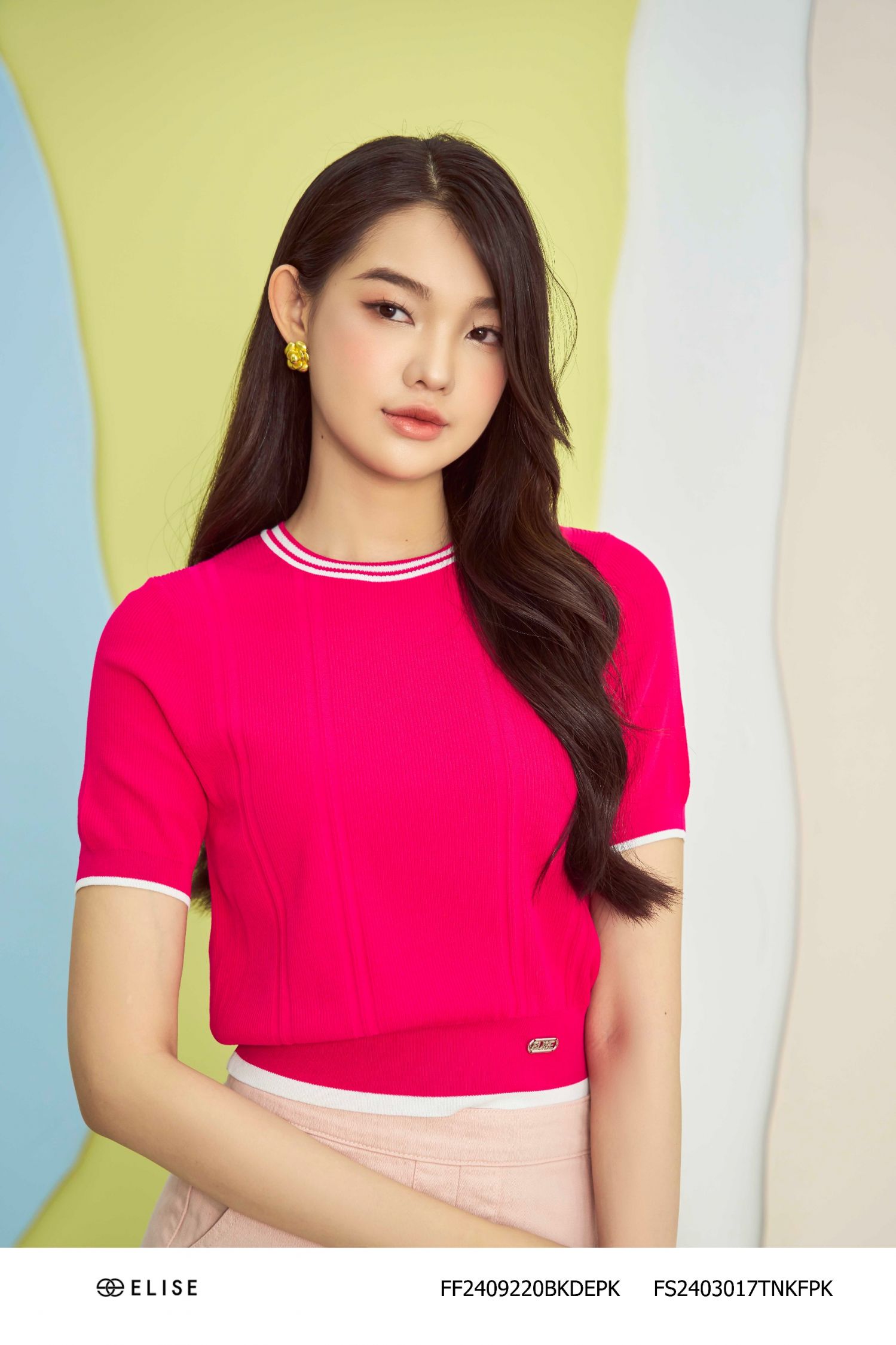 CHÂN VÁY JEANS HỒNG KHÓA SƯỜN