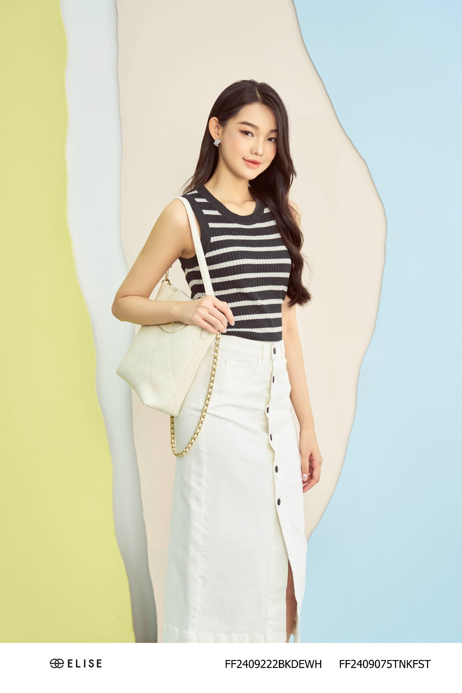 CHÂN VÁY JEANS TRẮNG CÚC TRƯỚC