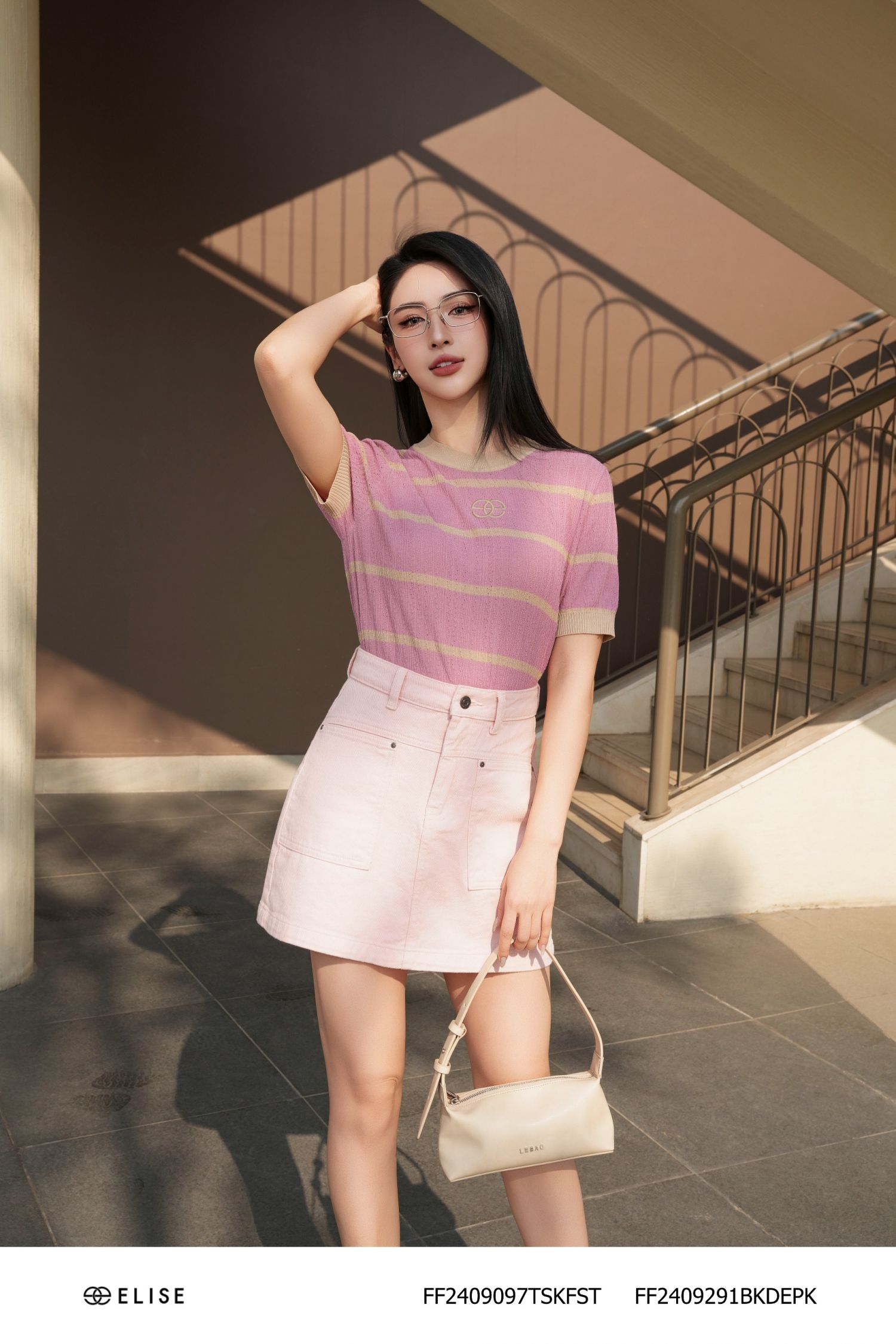 CHÂN VÁY JEANS HỒNG TÚI TRƯỚC