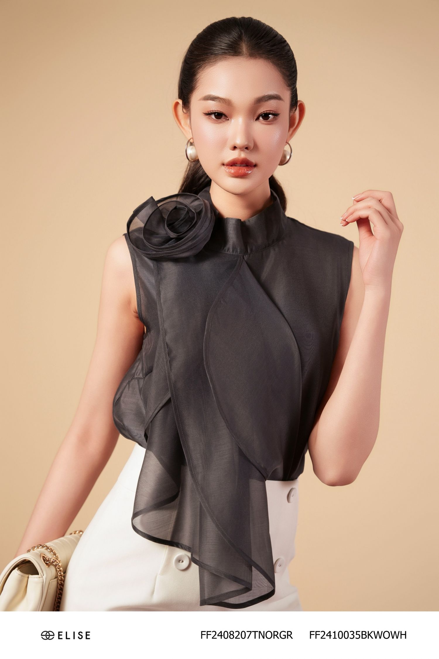 JUPE TRẮNG ĐÁP CẠP ĐÍNH CÚC