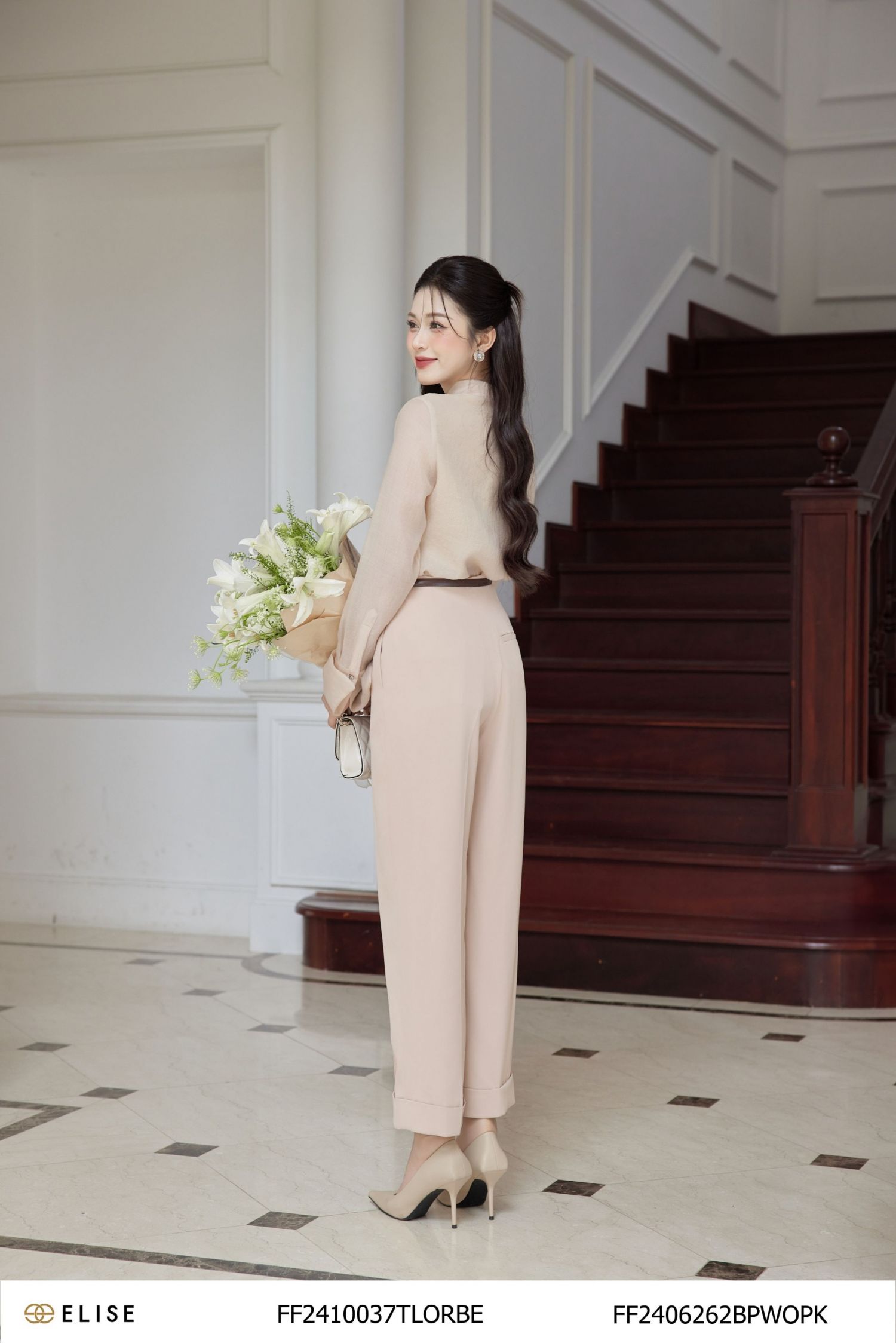 QUẦN BAGGY HỒNG NUDE LƠ VÊ GẤU