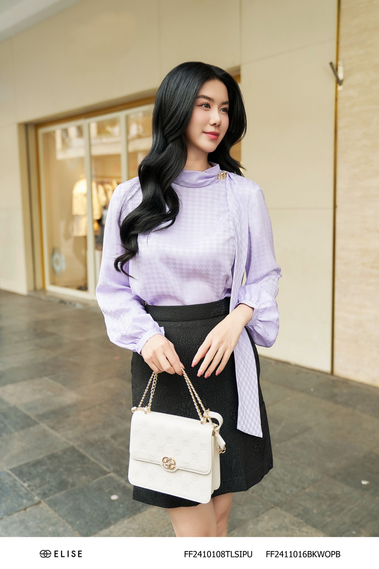 ÁO LỤA TÍM VÂN HT DÂY CỔ