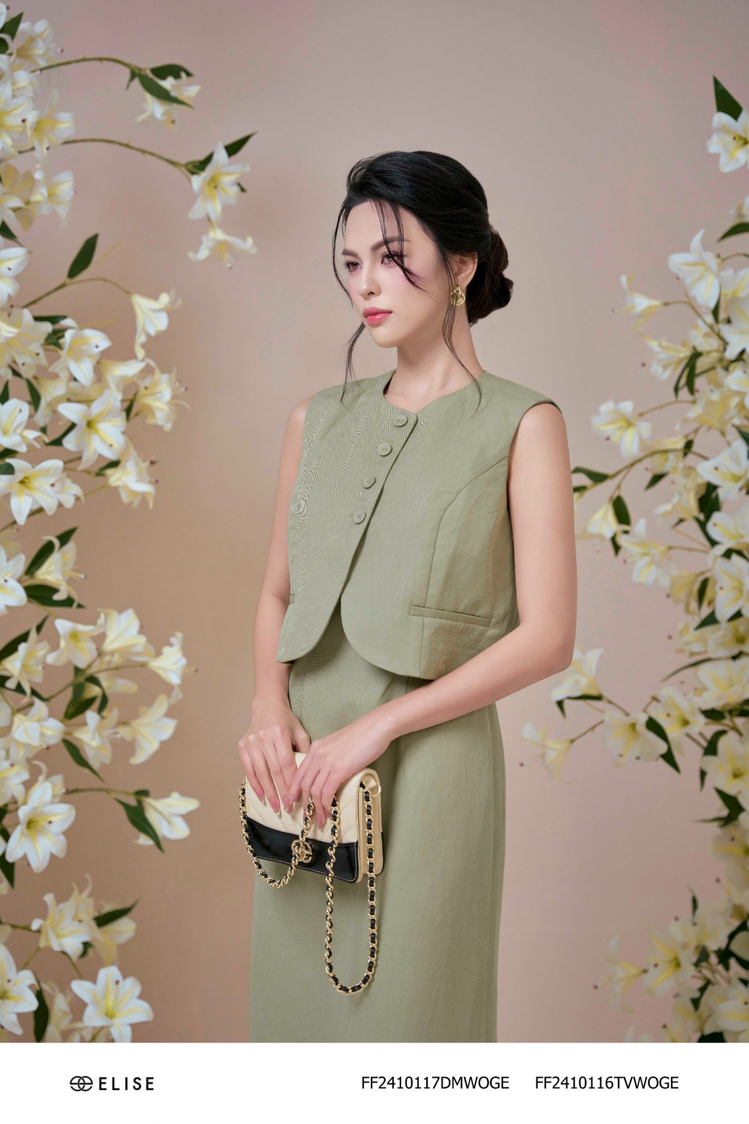 ĐẦM 2 DÂY KAKI XANH BƠ