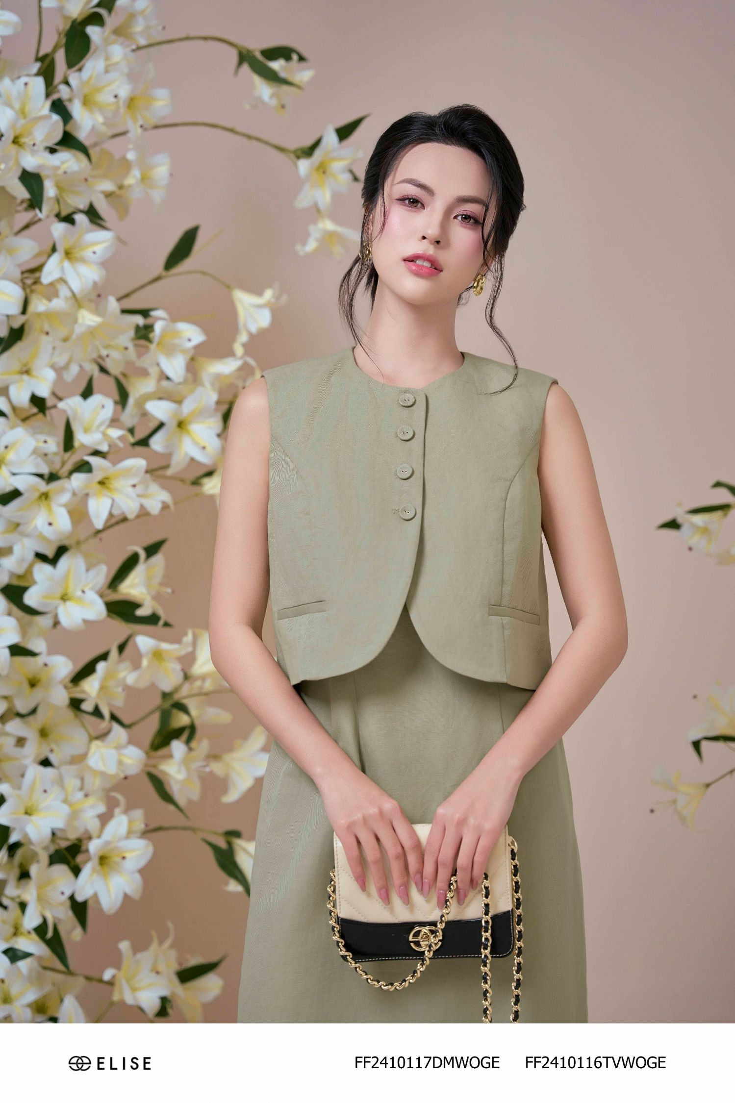 ĐẦM 2 DÂY KAKI XANH BƠ