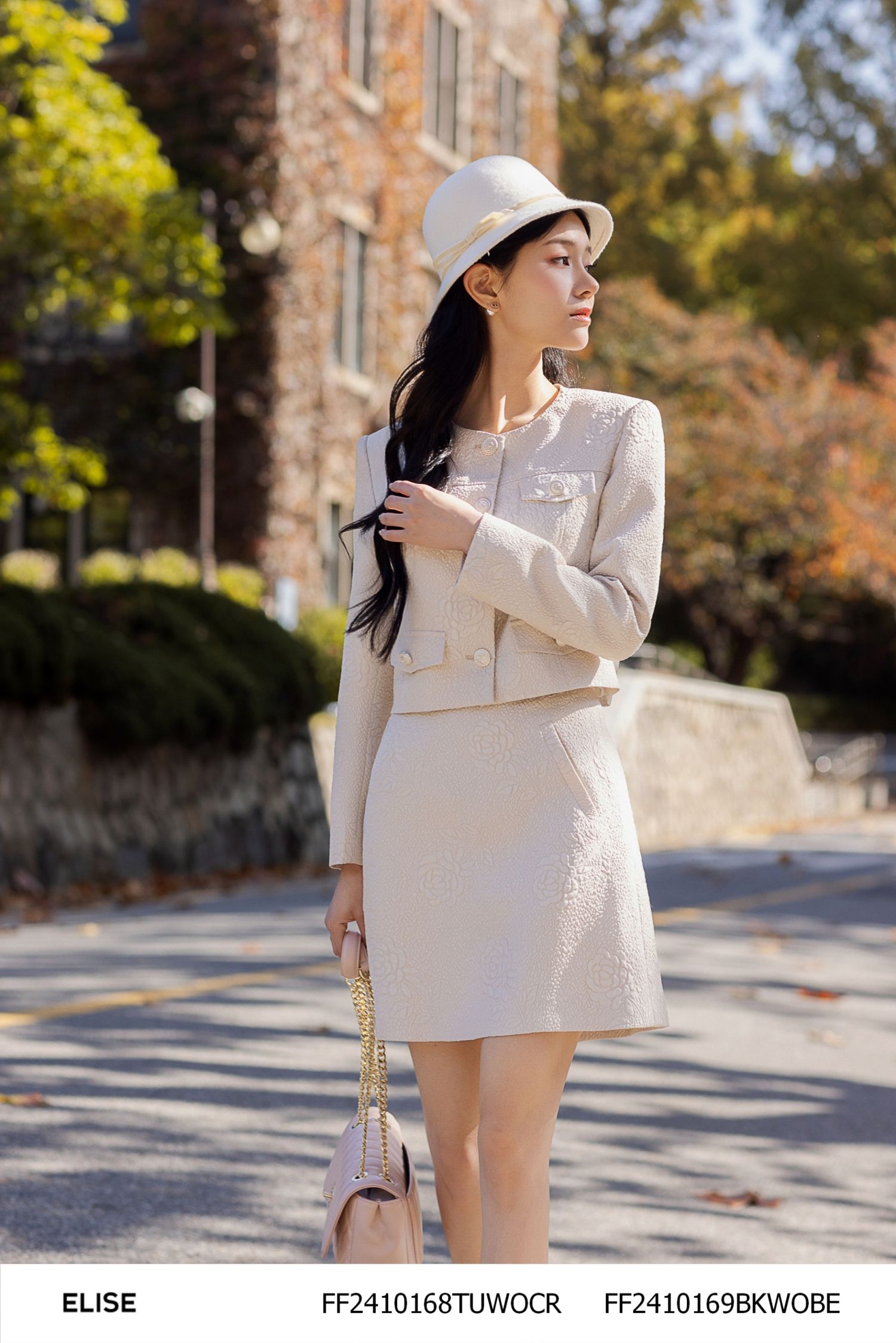 JUPE XỐP BE HOA NỔI TO TÚI CHÉO
