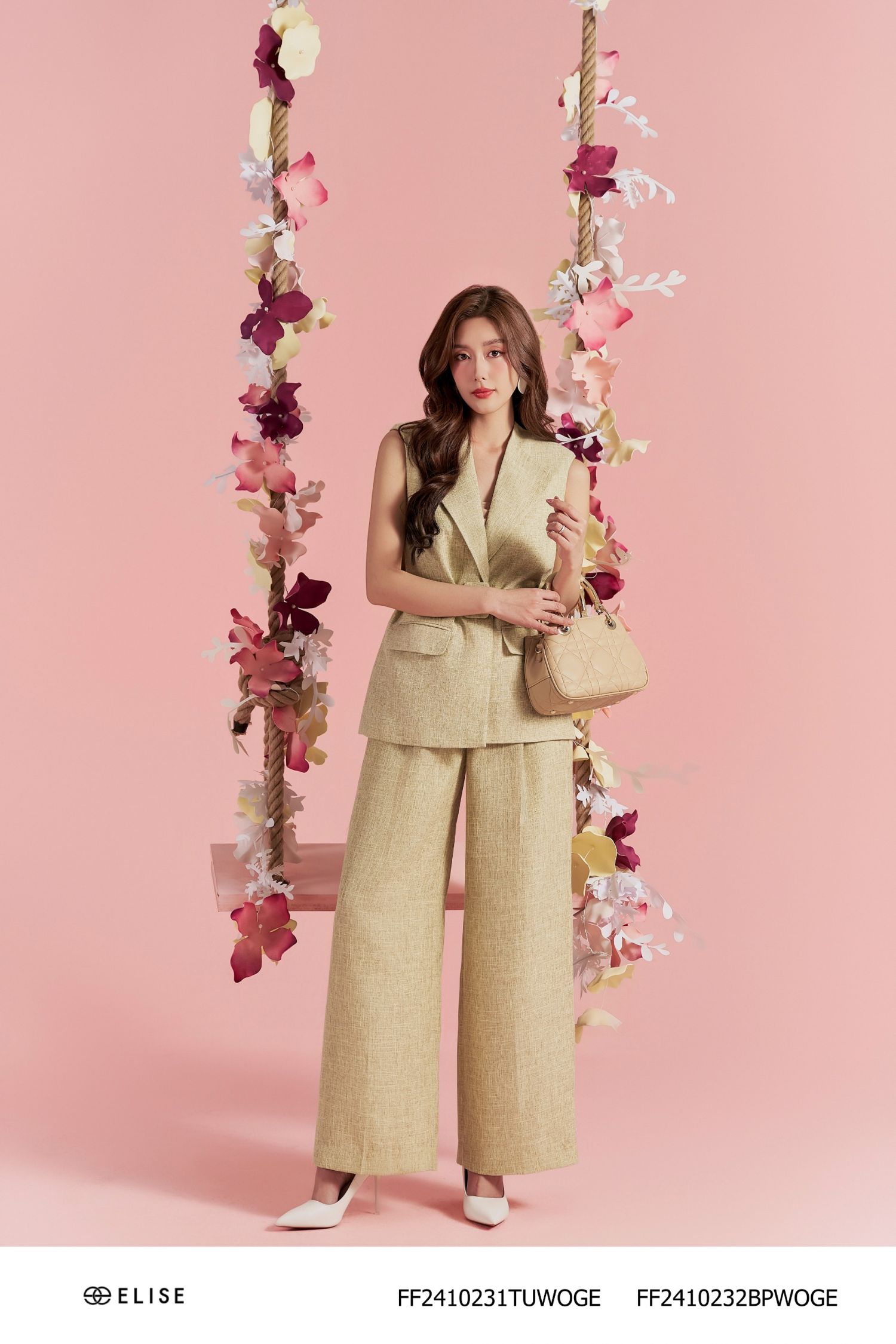 VEST SN SỢI XANH CỐM ĐAI EO