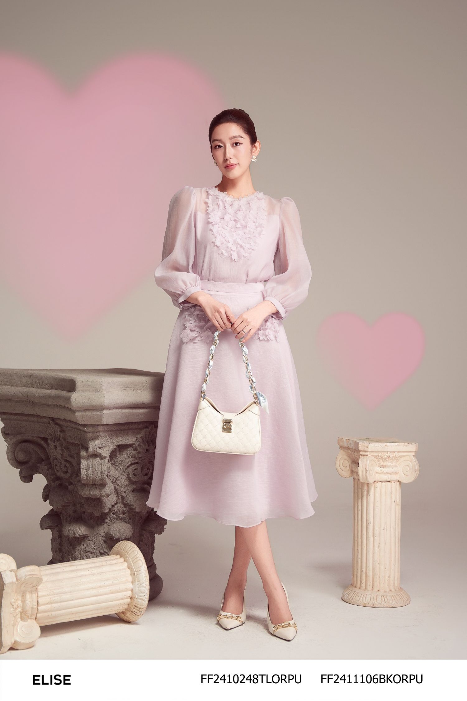 ÁO TƠ TÍM NHẠT ĐÍNH HOA NGỰC
