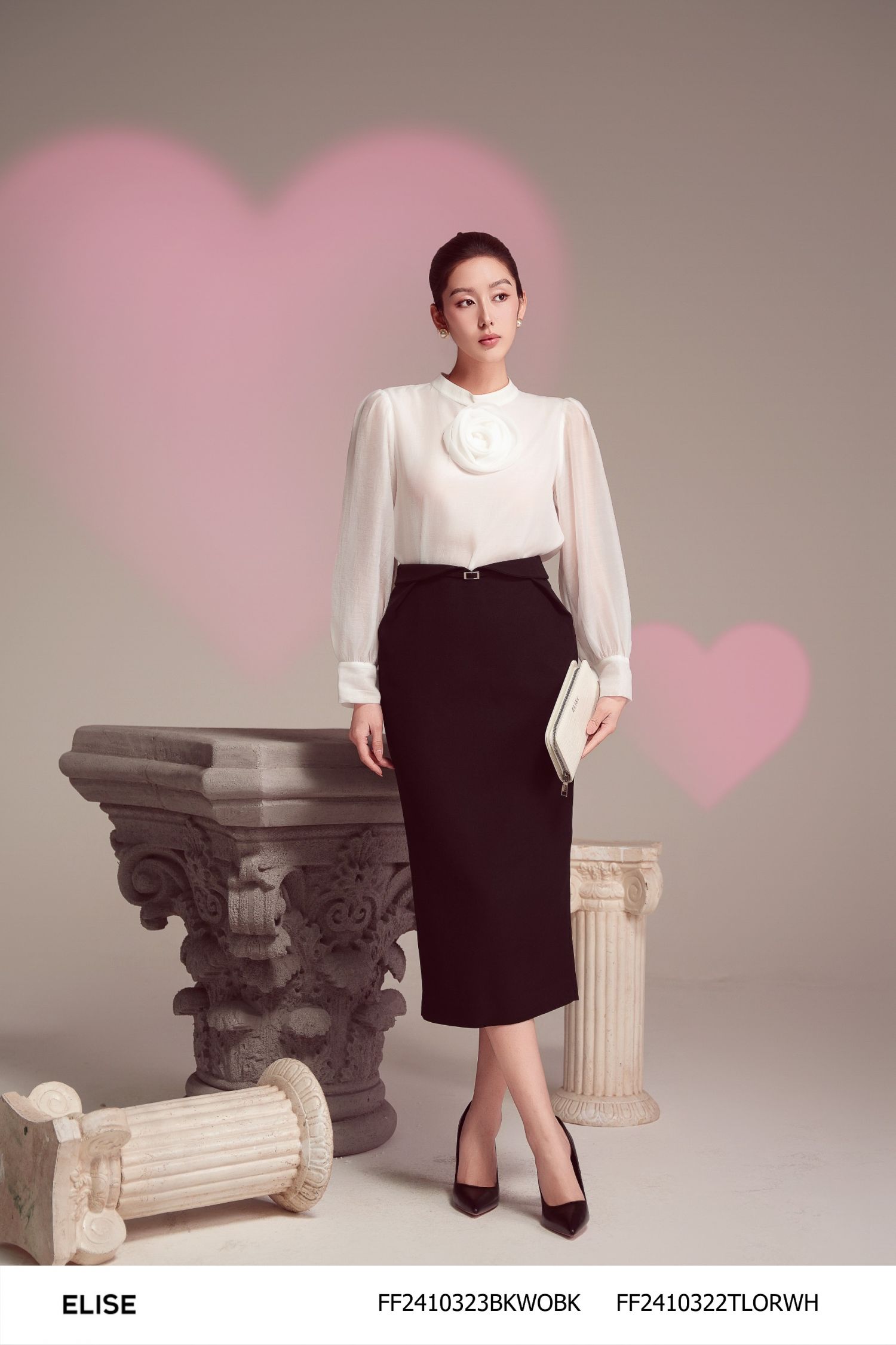 JUPE BÚT CHÌ ĐEN CẠP CONG LY SÚP