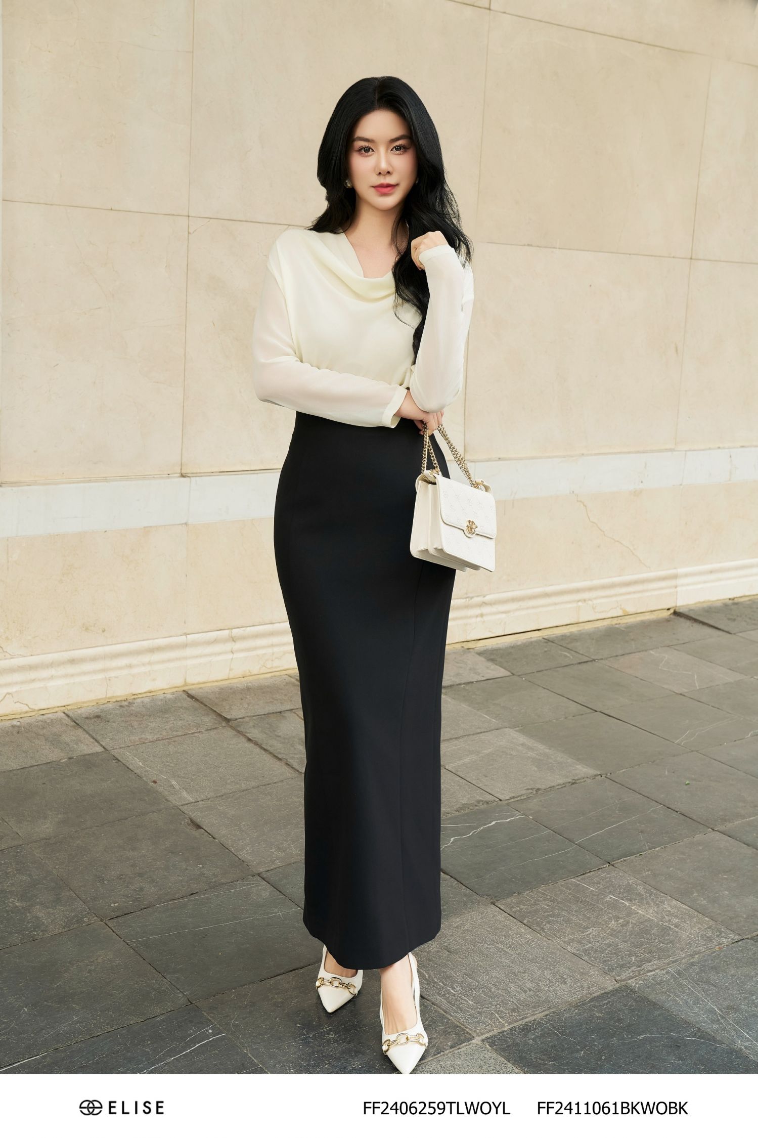 JUPE DÀI ĐEN CẠP LIỀN