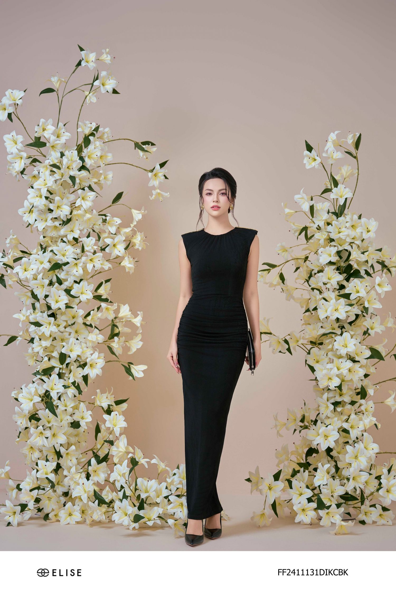 ĐẦM THUN ĐEN NHÚN EO