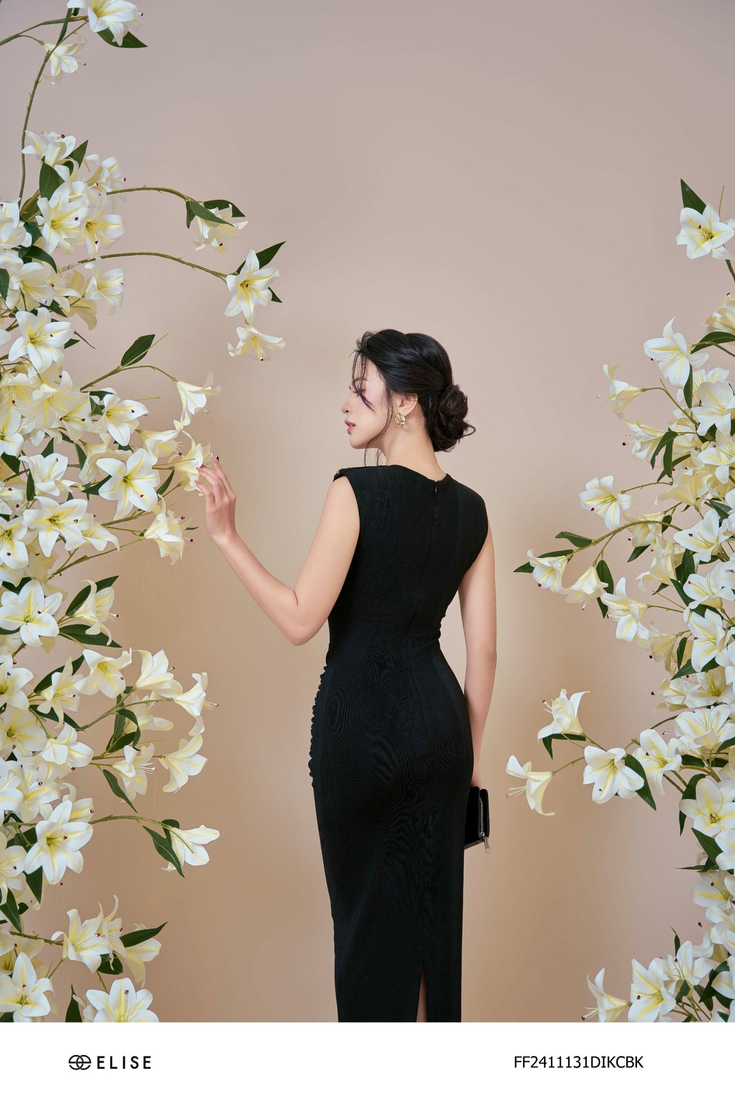 ĐẦM THUN ĐEN NHÚN EO