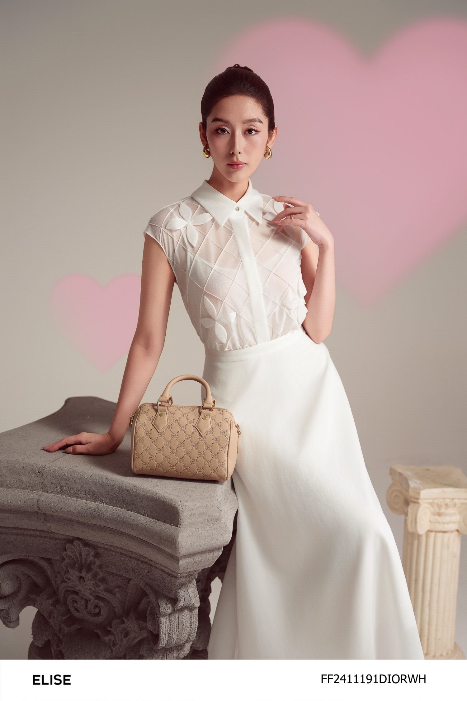 ĐẦM TƠ TRẮNG KẺ BẤU MÍ QUẢ TRÁM ĐÍNH HOA