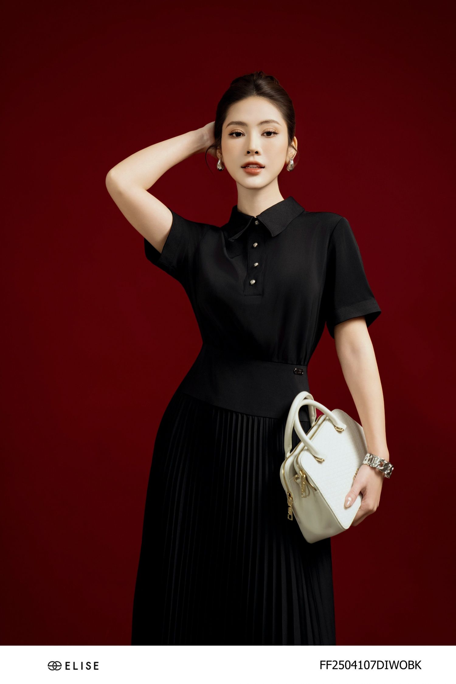 ĐẦM ĐEN PHỐI CỔ ĐỨC CHÂN DẬP LY