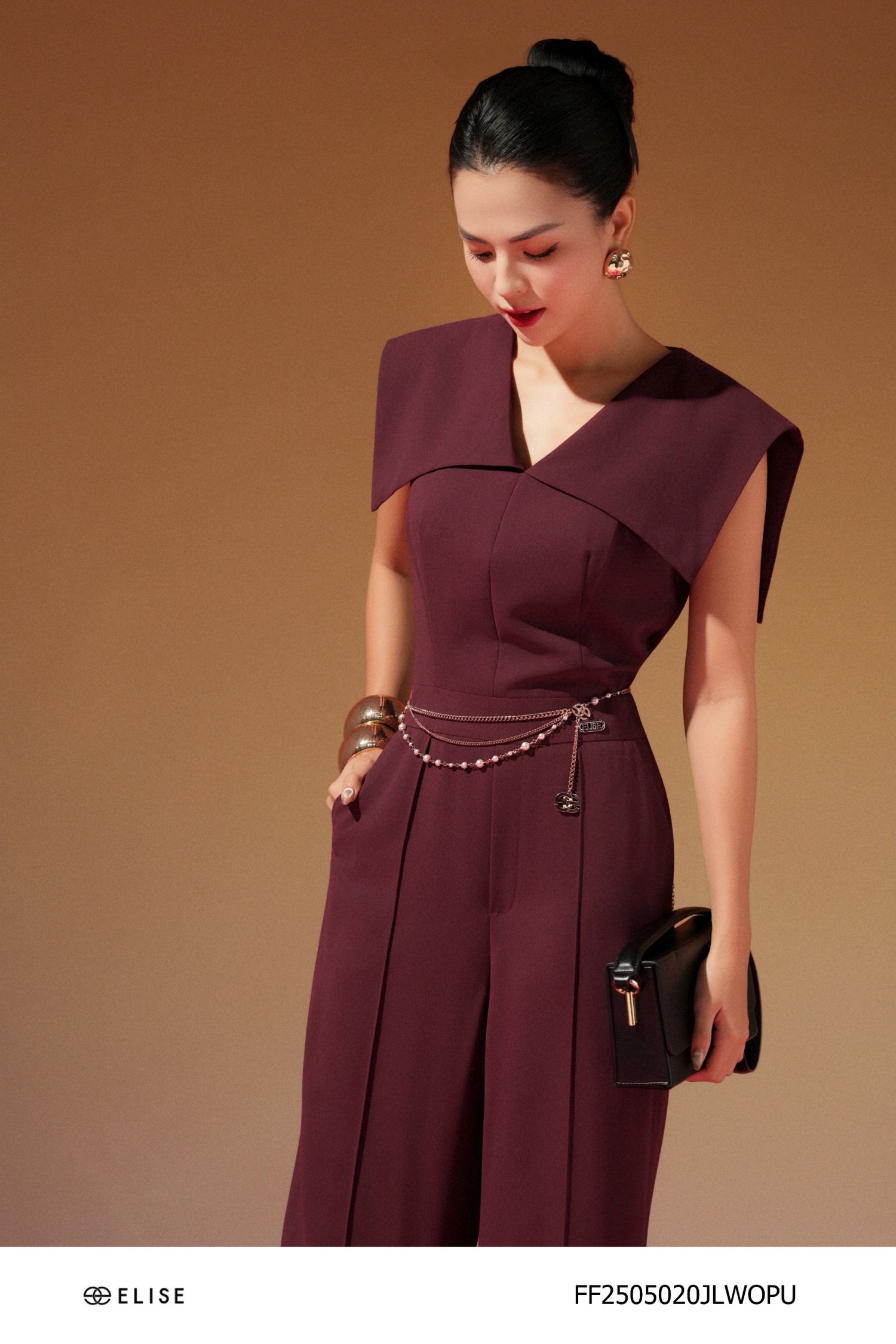 JUMPSUIT TÍM MẬN DÀI BẤU MÍ