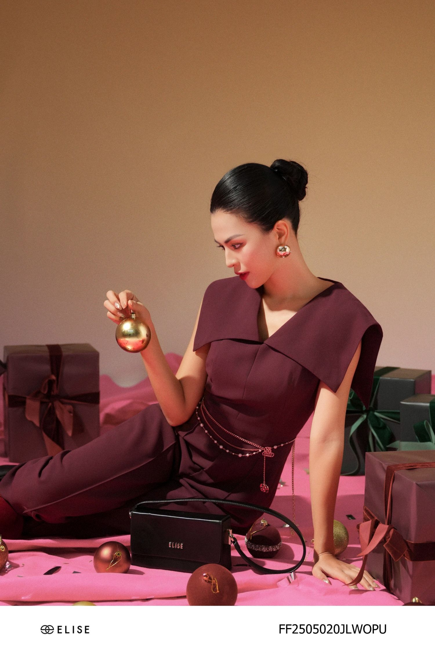 JUMPSUIT TÍM MẬN DÀI BẤU MÍ