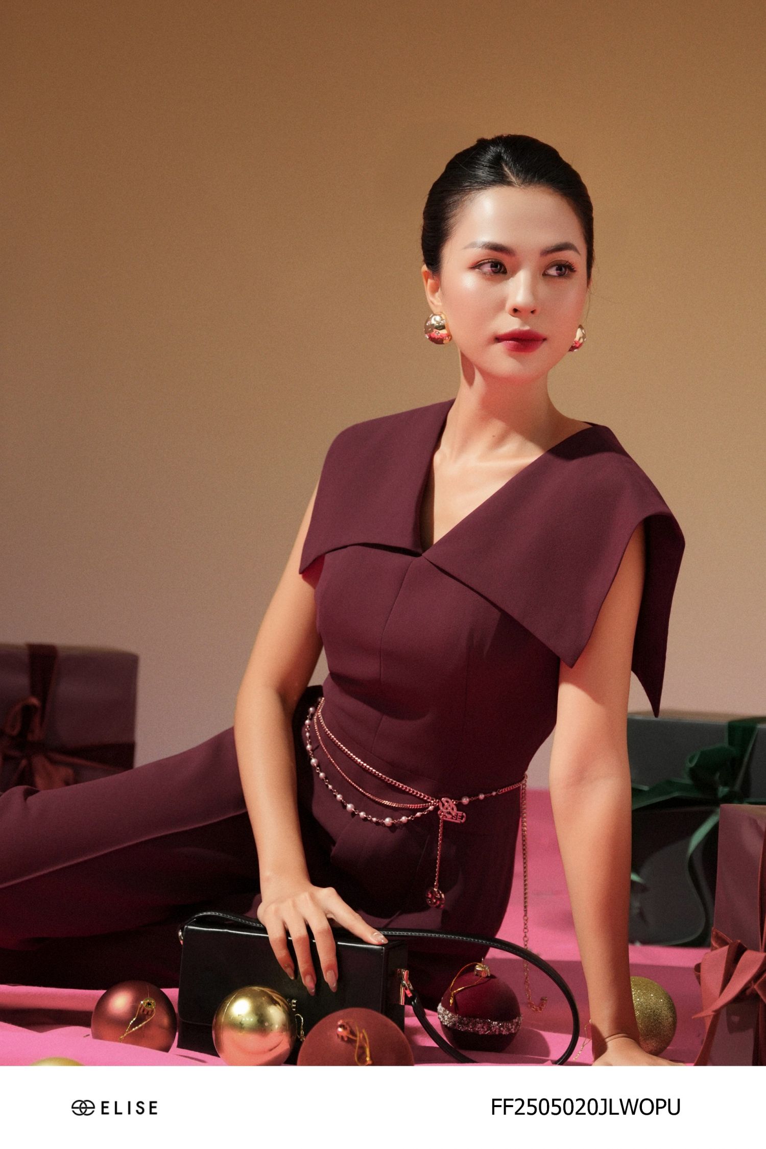 JUMPSUIT TÍM MẬN DÀI BẤU MÍ