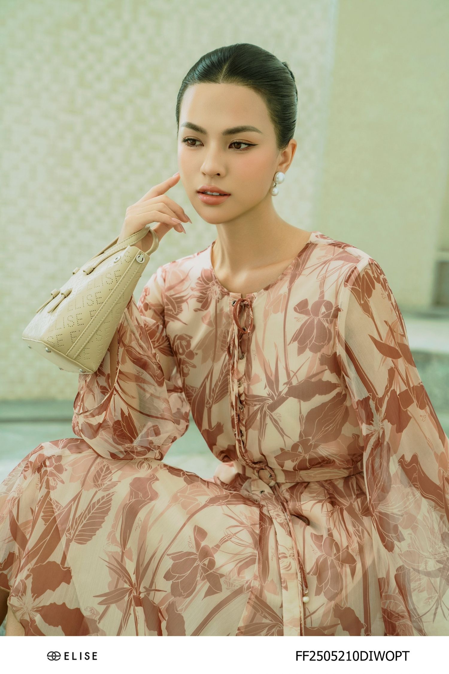 ĐẦM VOAN BE HT NÂU ĐAN DÂY TRƯỚC