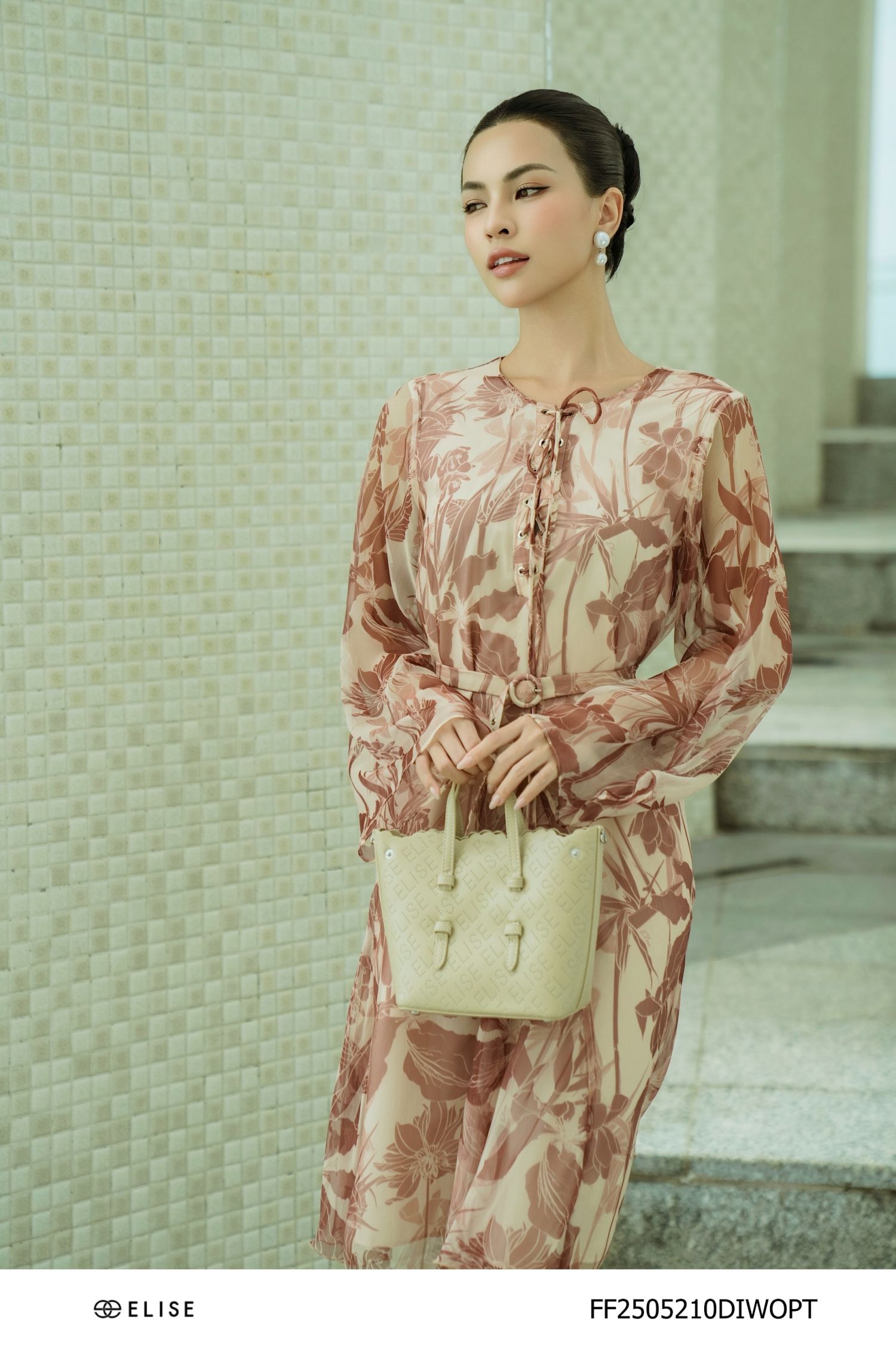 ĐẦM VOAN BE HT NÂU ĐAN DÂY TRƯỚC