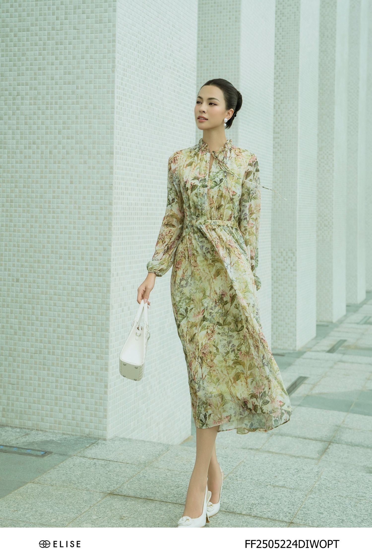 ĐẦM CHIFFON HT XẾP NHÚN EO