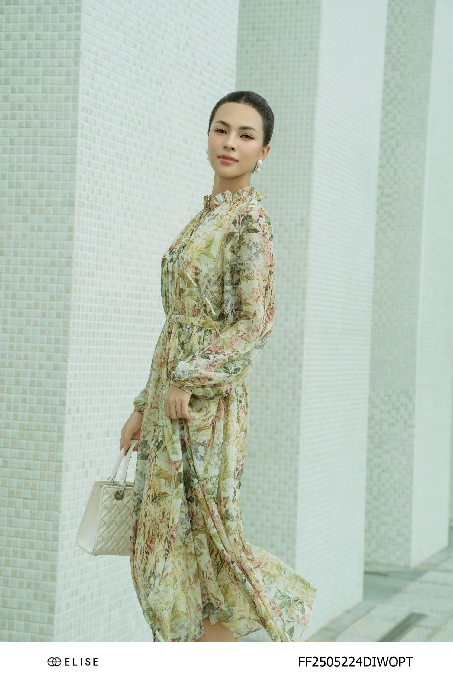 ĐẦM CHIFFON HT XẾP NHÚN EO