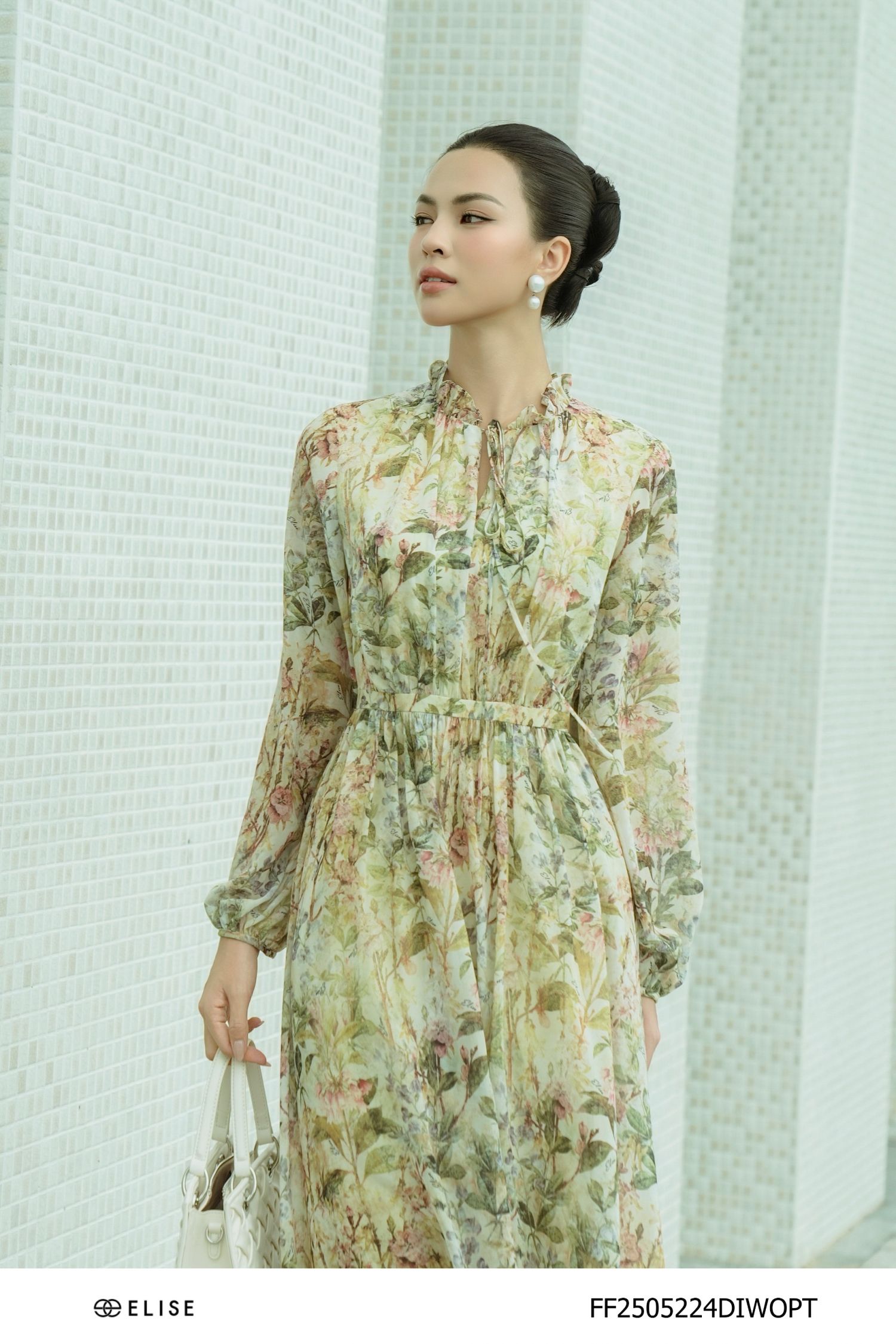 ĐẦM CHIFFON HT XẾP NHÚN EO