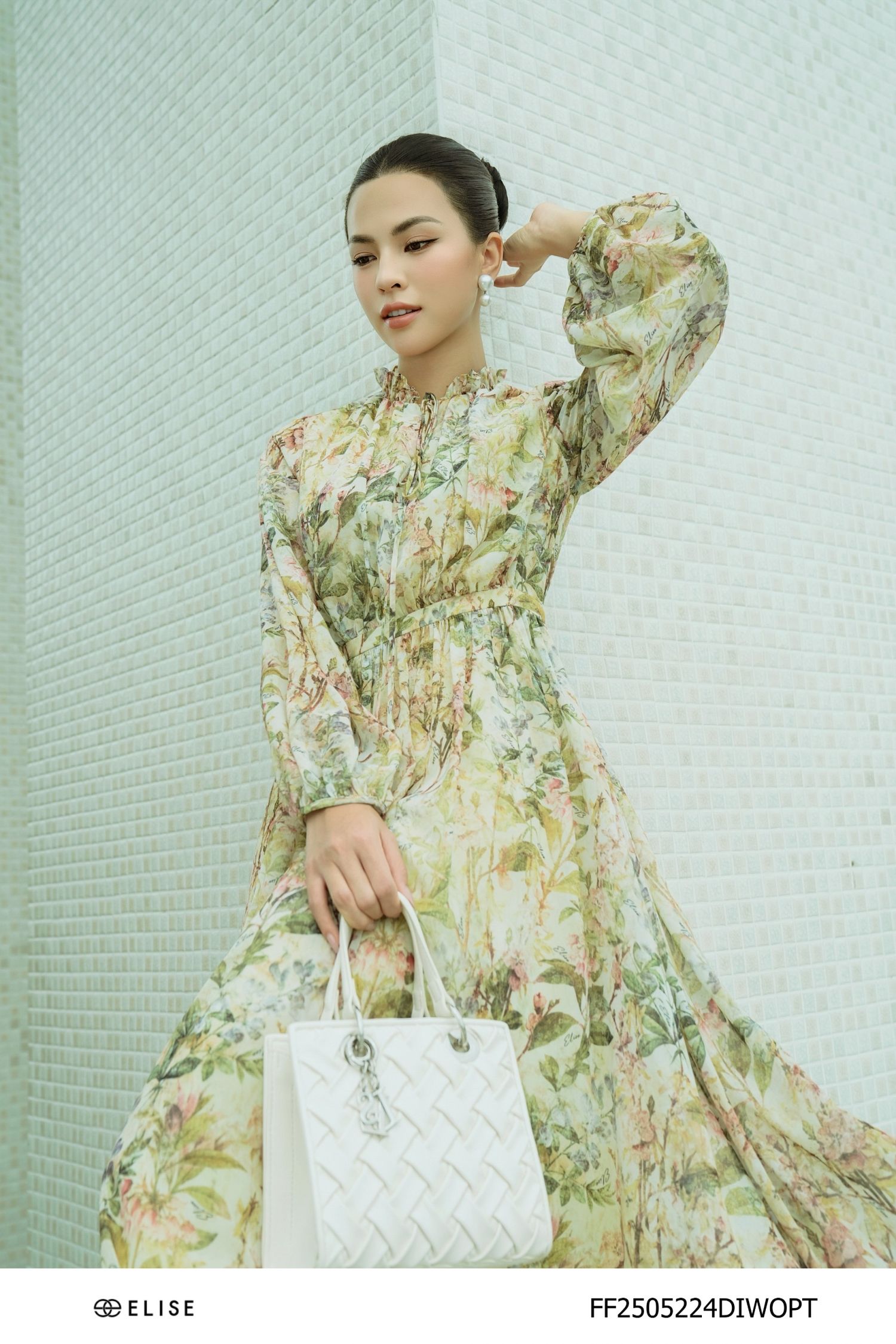 ĐẦM CHIFFON HT XẾP NHÚN EO