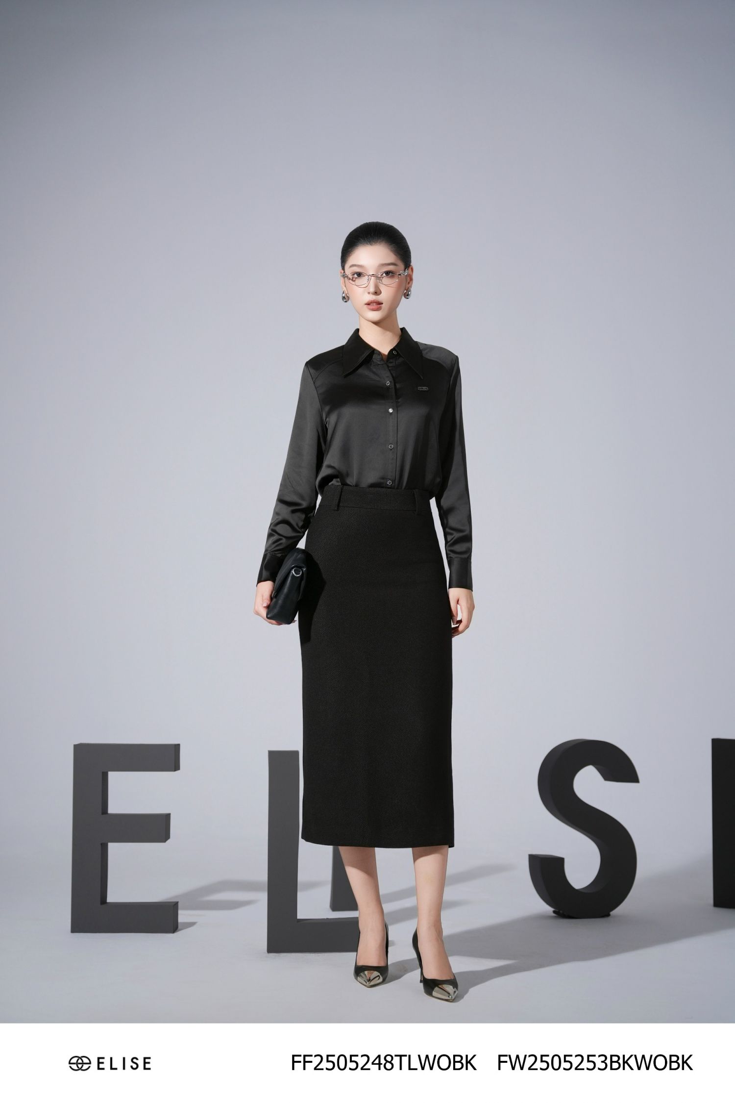 SM DÀI TAY ĐEN THÊU BÔ ĐÊ LOGO ELISE