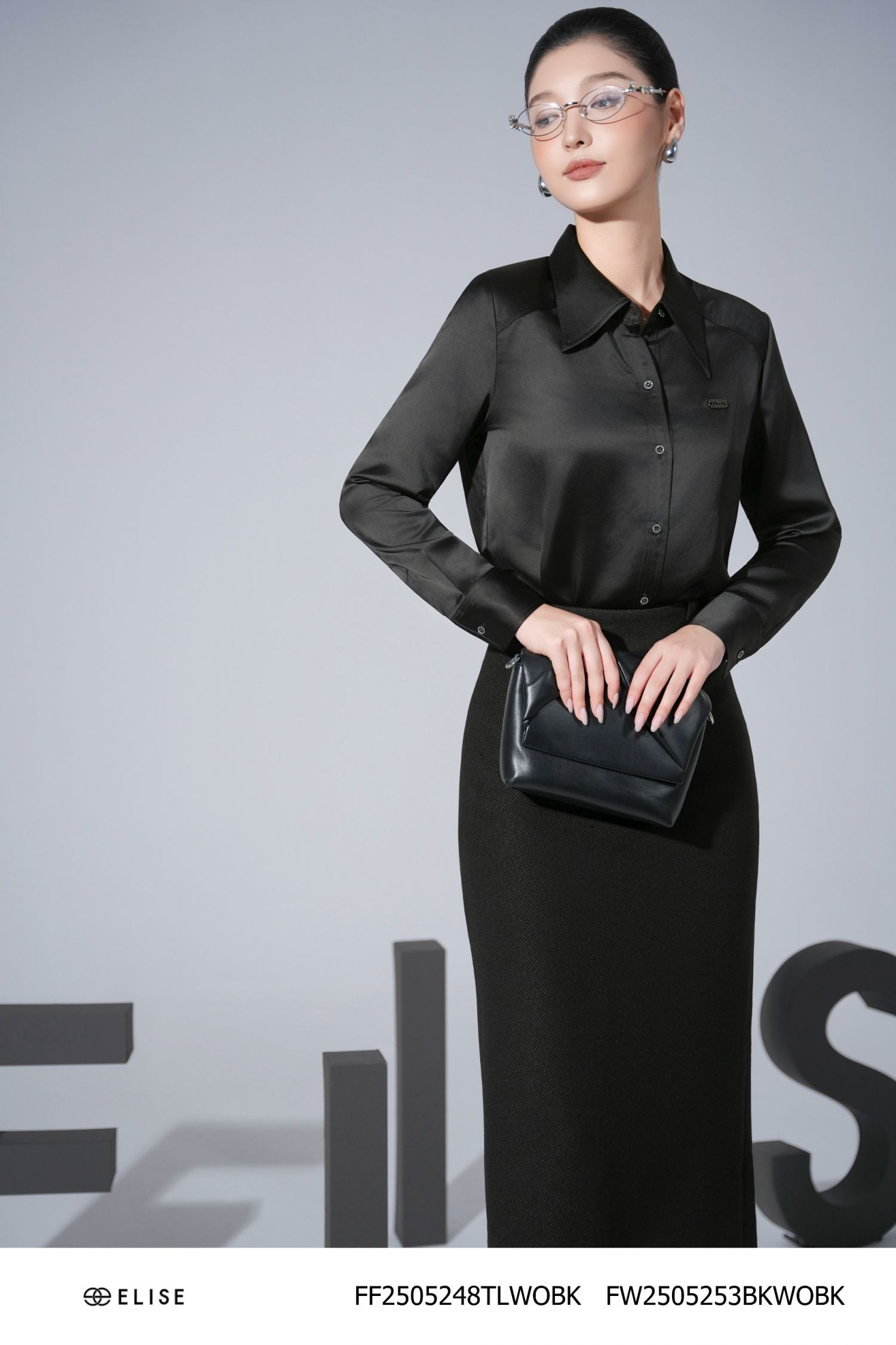 SM DÀI TAY ĐEN THÊU BÔ ĐÊ LOGO ELISE